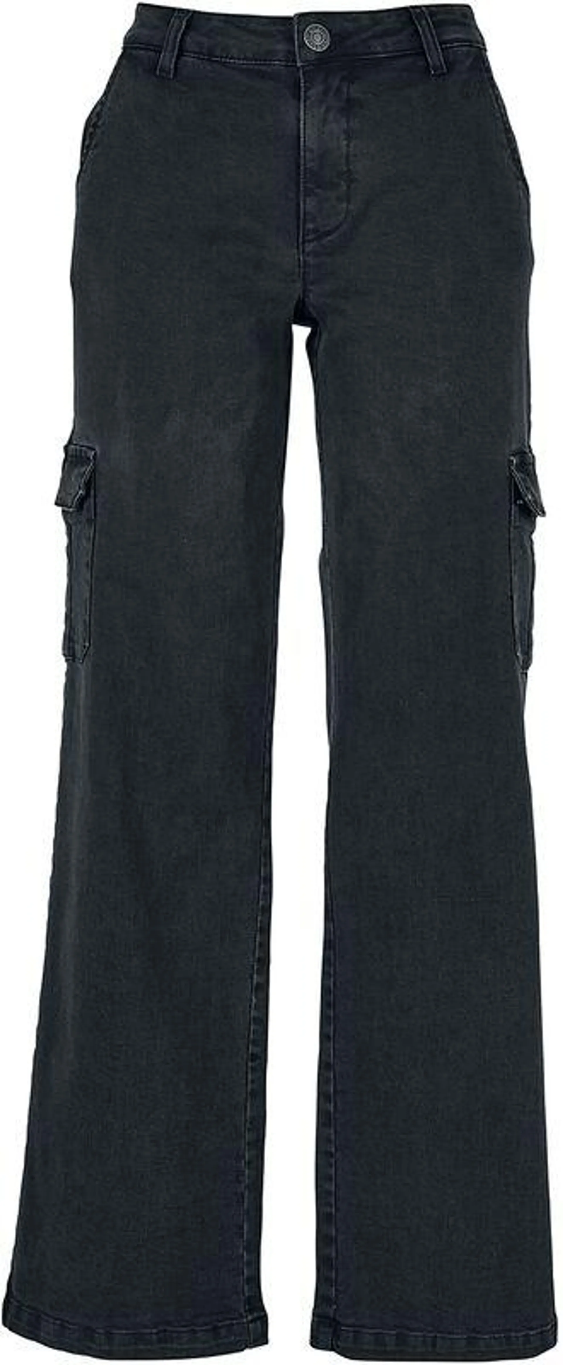 "Ladies High Waist Straight Denim Cargo Pants" Jeans schwarz von Urban Classics