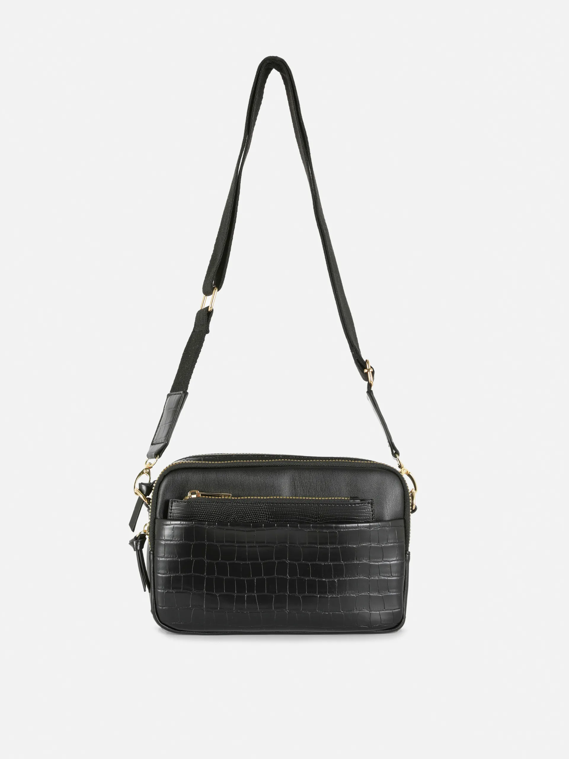 Faux Crocodile Double Zip Camera Bag