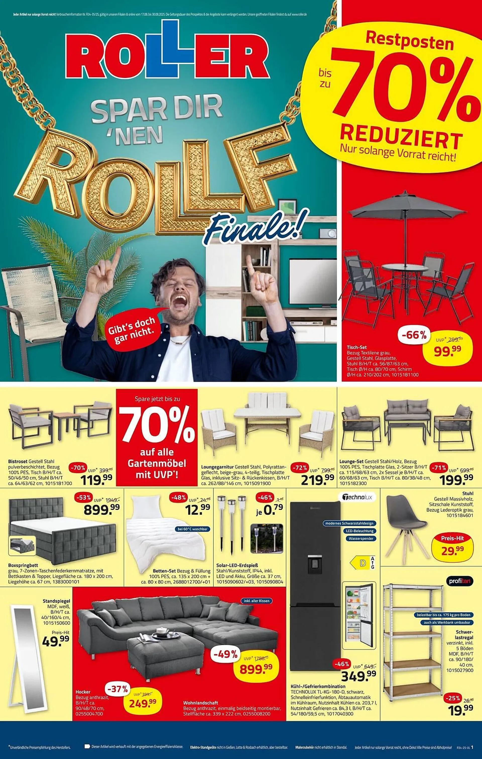 ROLLER Prospekt von 17. August bis 30. August 2025 - Prospekt seite 1