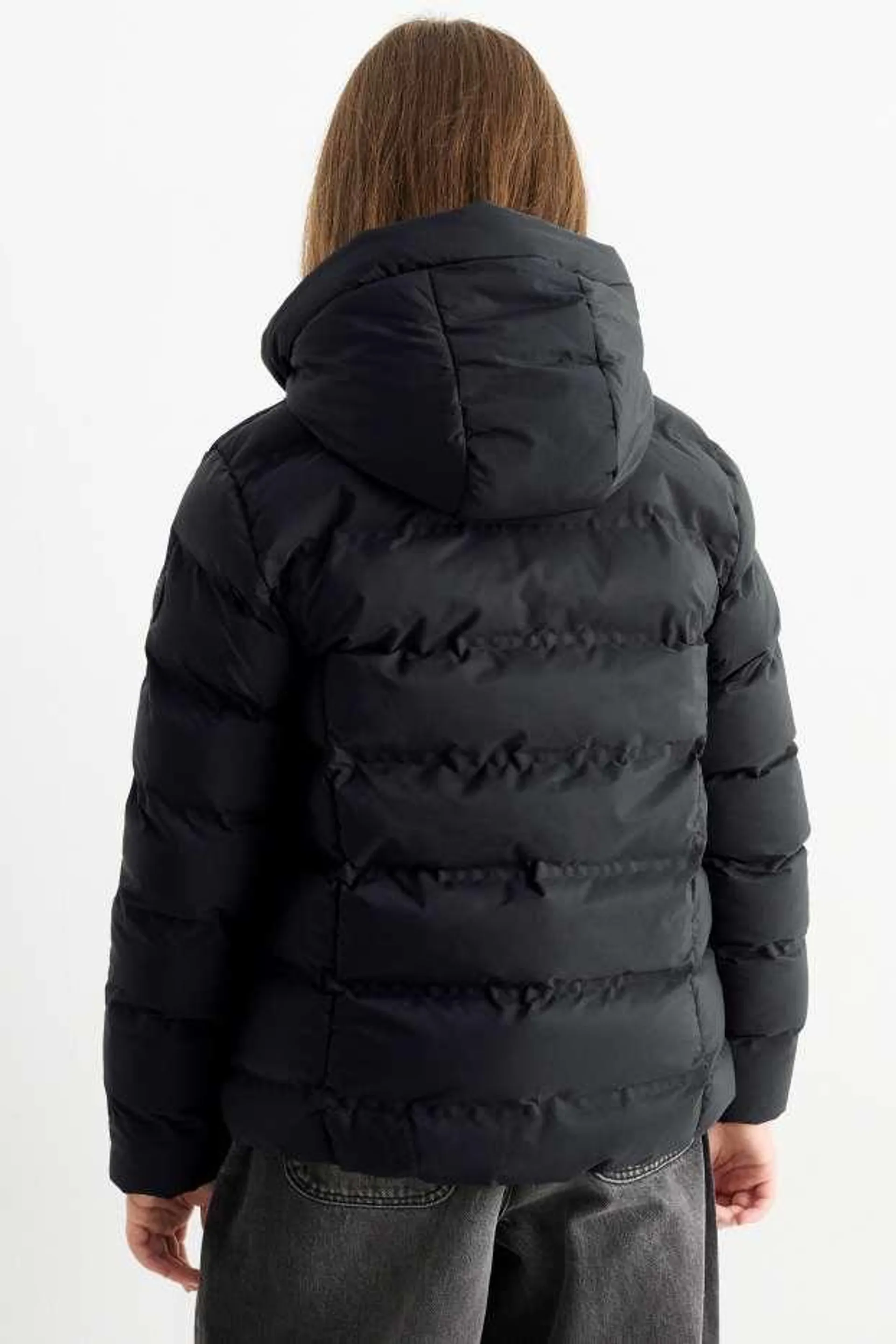 Quilted jacket with hood - water-repellent