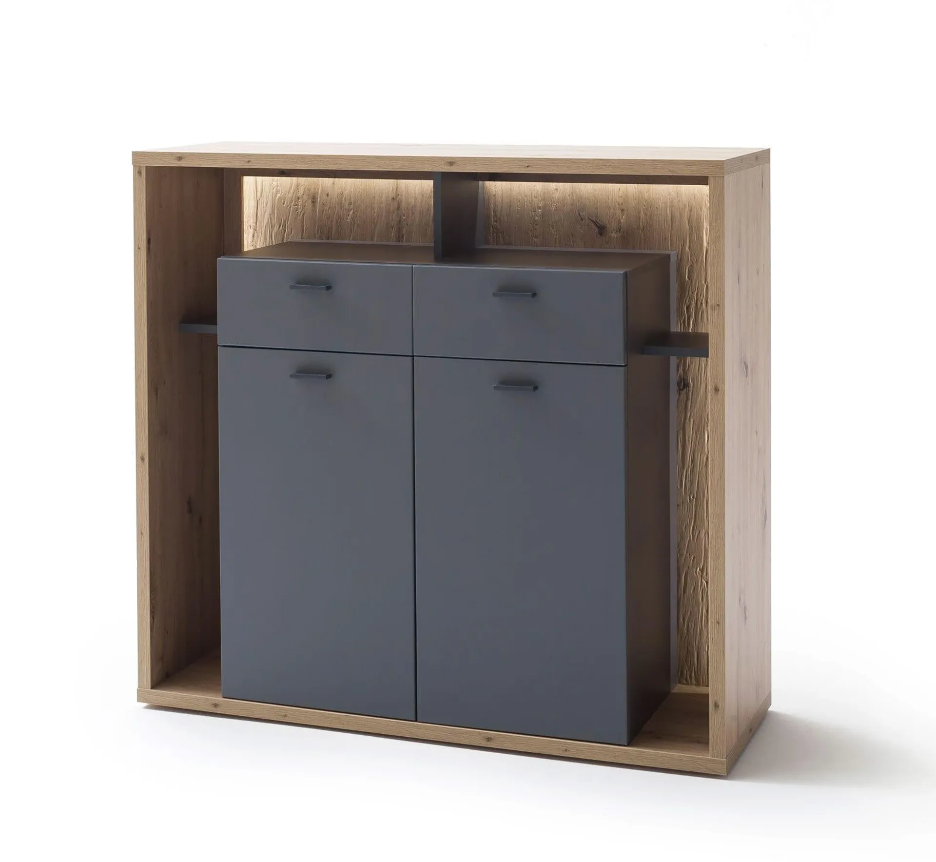 Highboard LIZZANO 115 x 108 cm grau/ braun