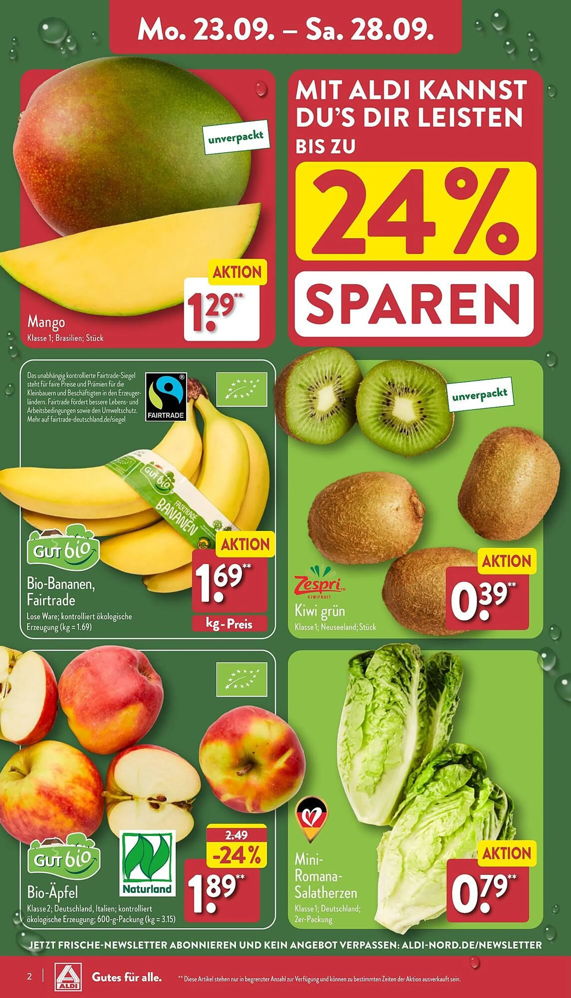 Aldi Nord Prospekt von 23. September bis 28. September 2024 - Prospekt seite 2