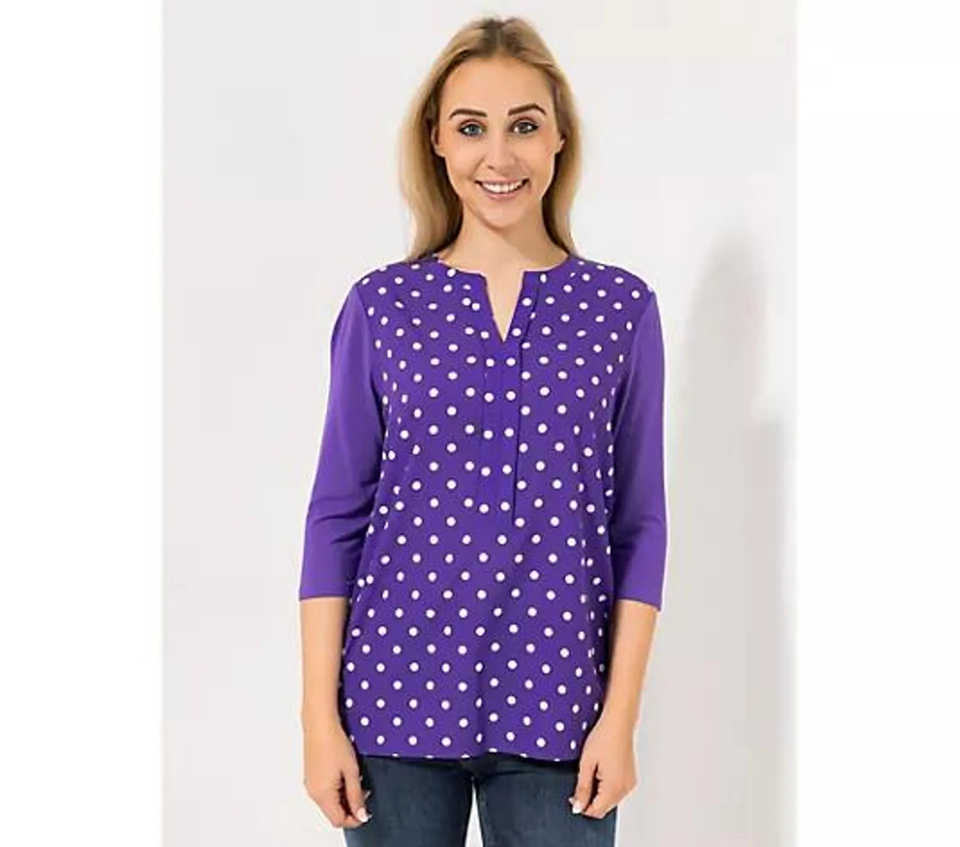 ANNI FOR FRIENDS Blusenshirt Abby 3/4-Arm Materialmix figurumspielend