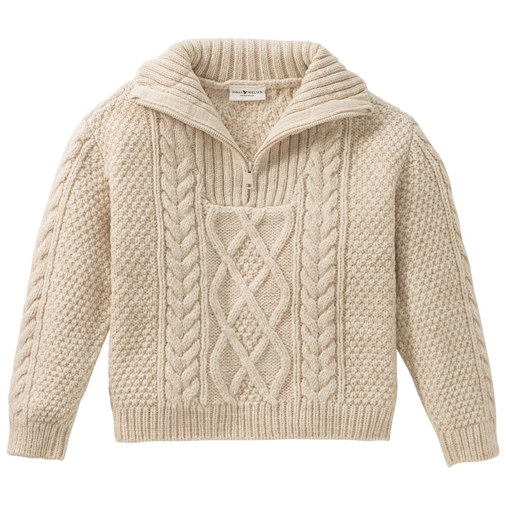 Jungen Strickpullover mit Zopf-Muster