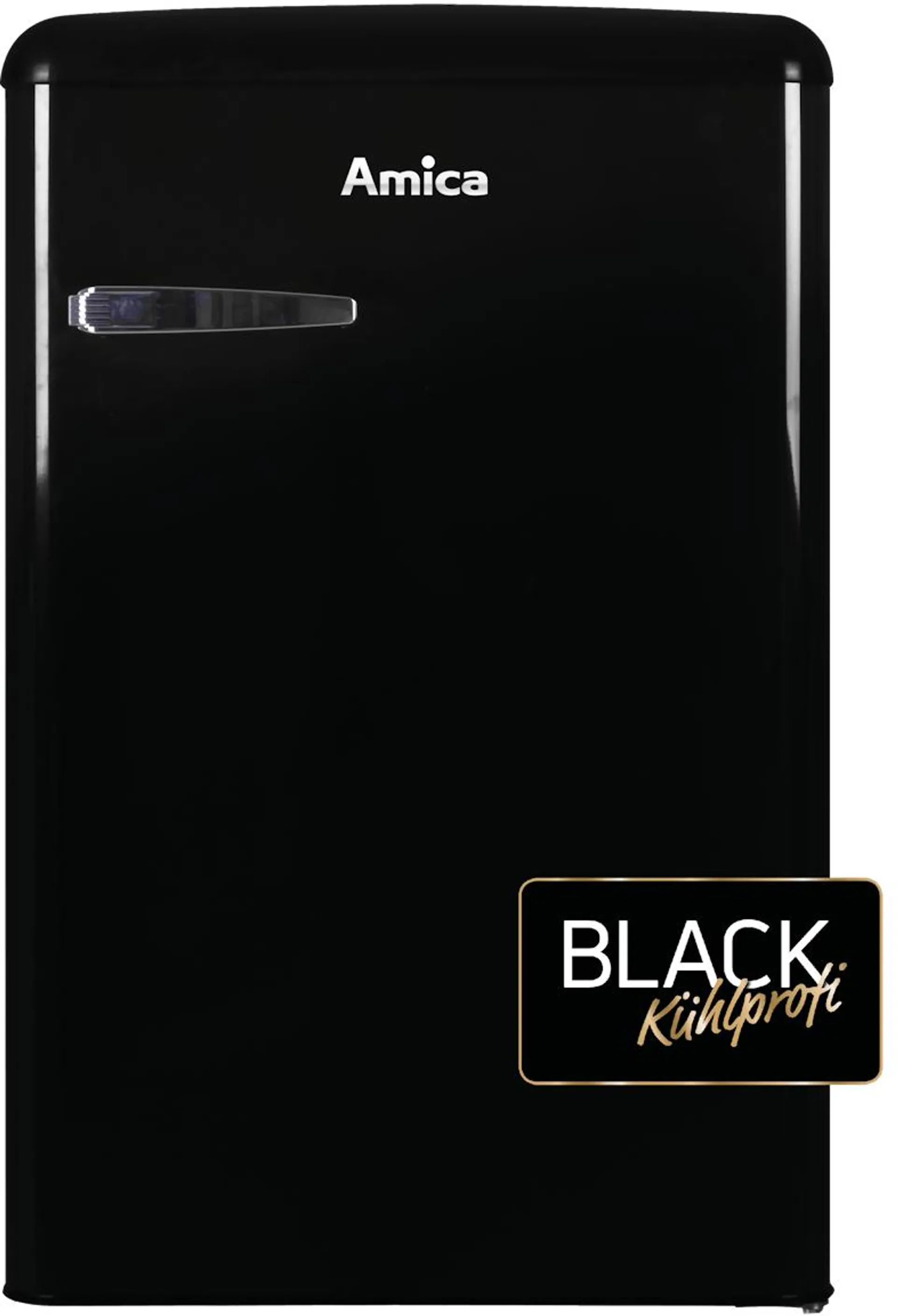 Amica KS 15614 S, Retro Kühlschrank mit Gefrierfach, 88 cm, black olives