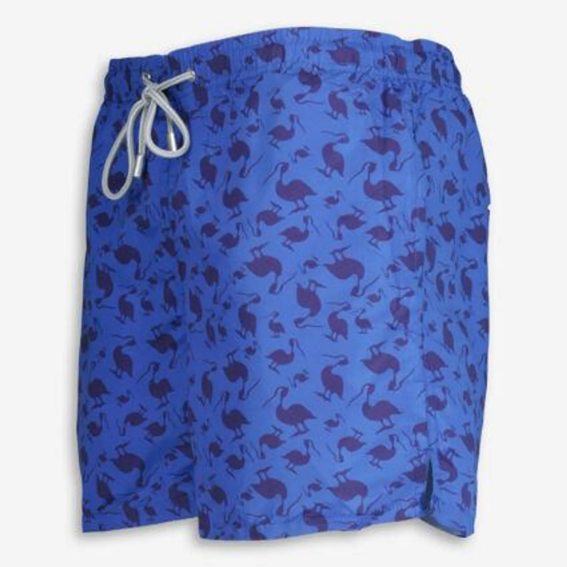 Blaue Badeshorts mit Pelikanmuster