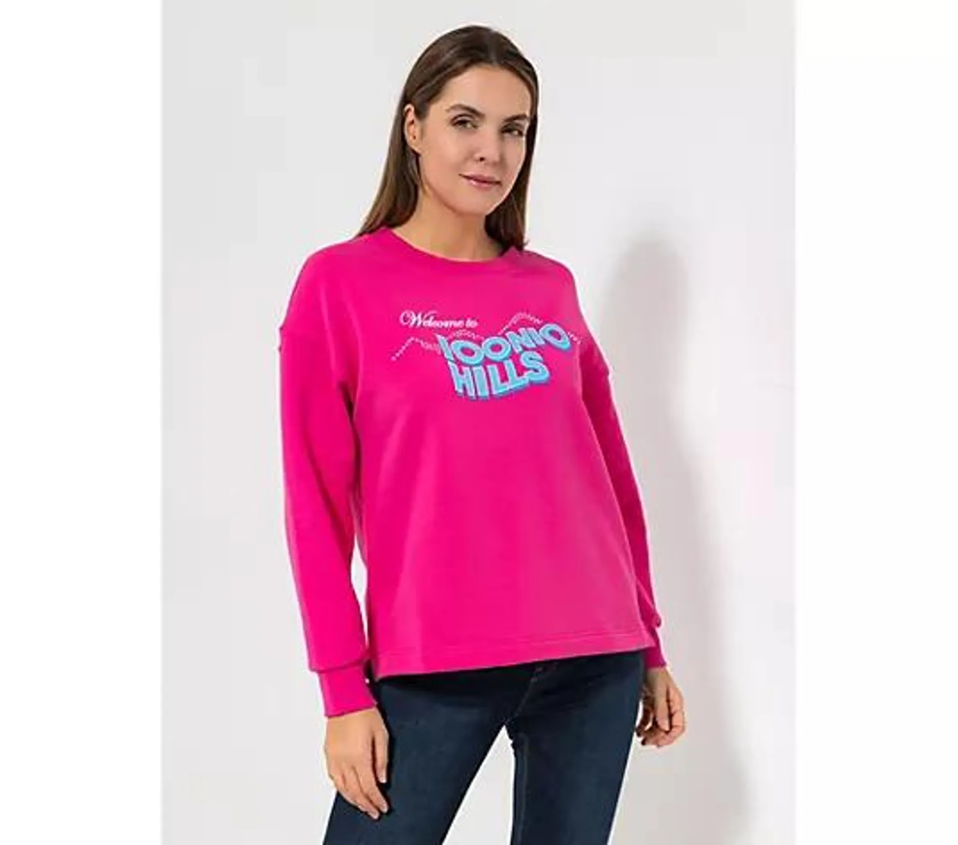 ICONIC by Marina Hoermanseder Sweatshirt, 1/1-Arm Druck mit Strass leger weit