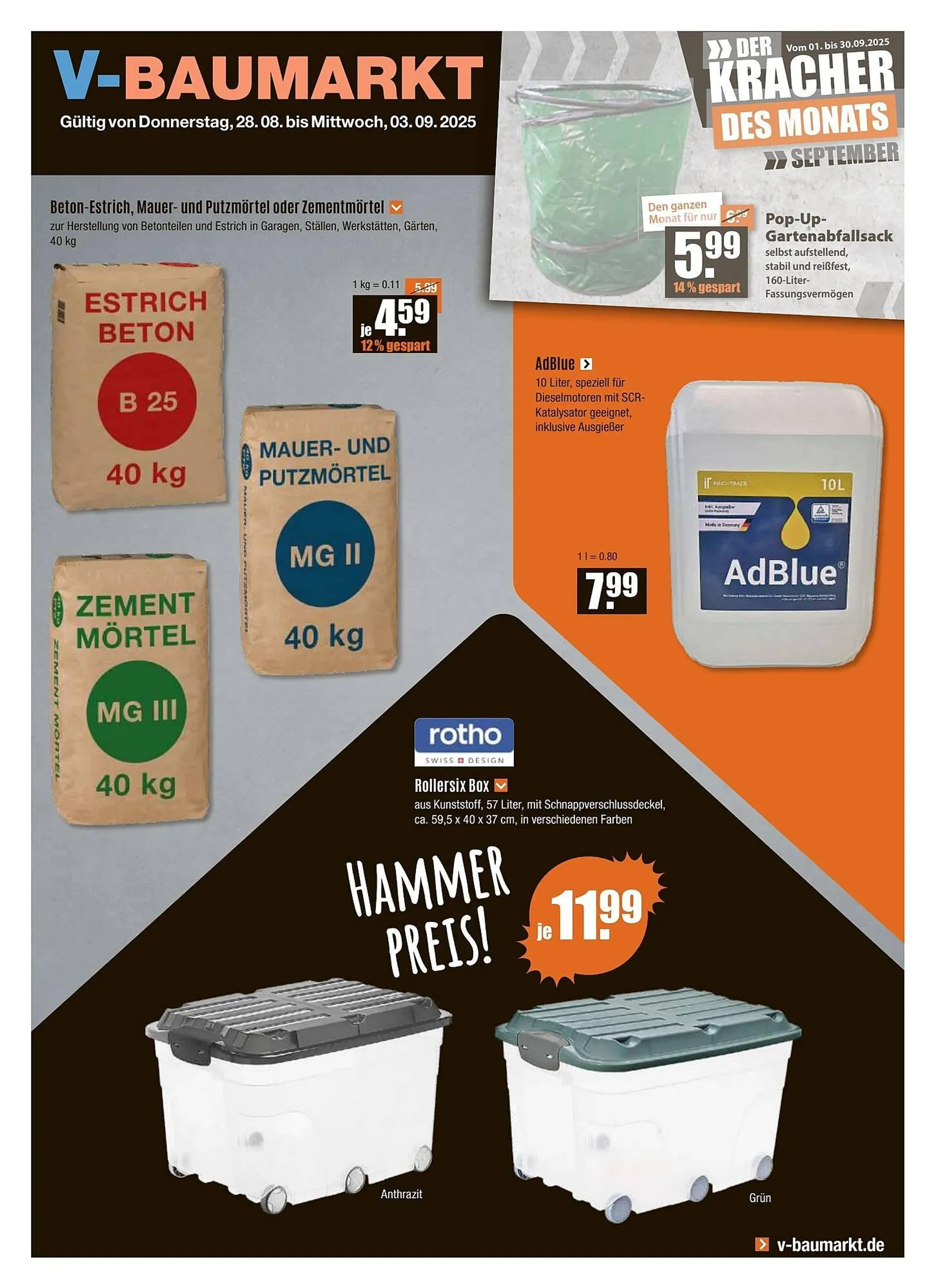 V Baumarkt Prospekt von 28. August bis 3. September 2025 - Prospekt seite 1