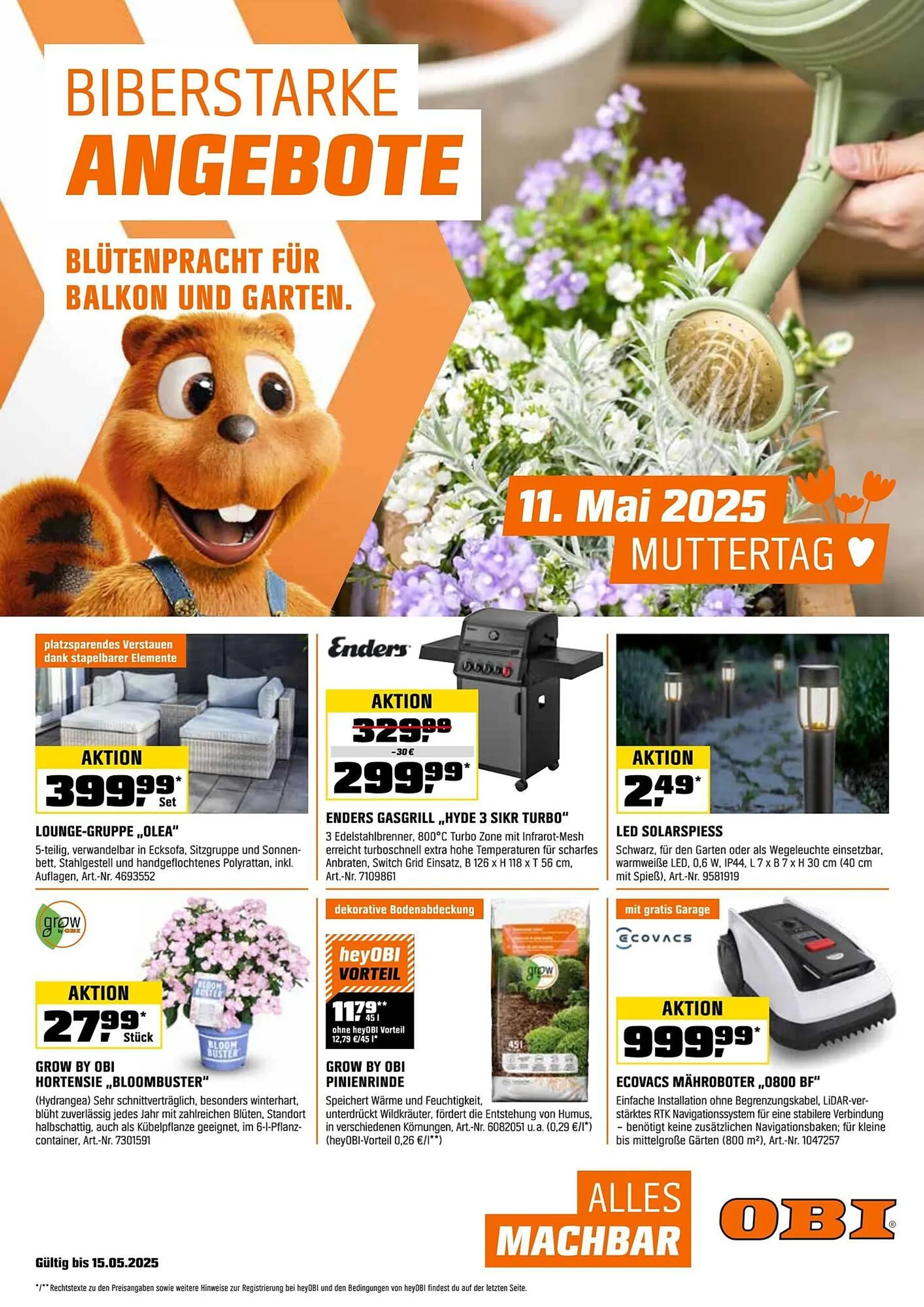 OBI Prospekt von 1. Mai bis 1. Juni 2025 - Prospekt seite 1