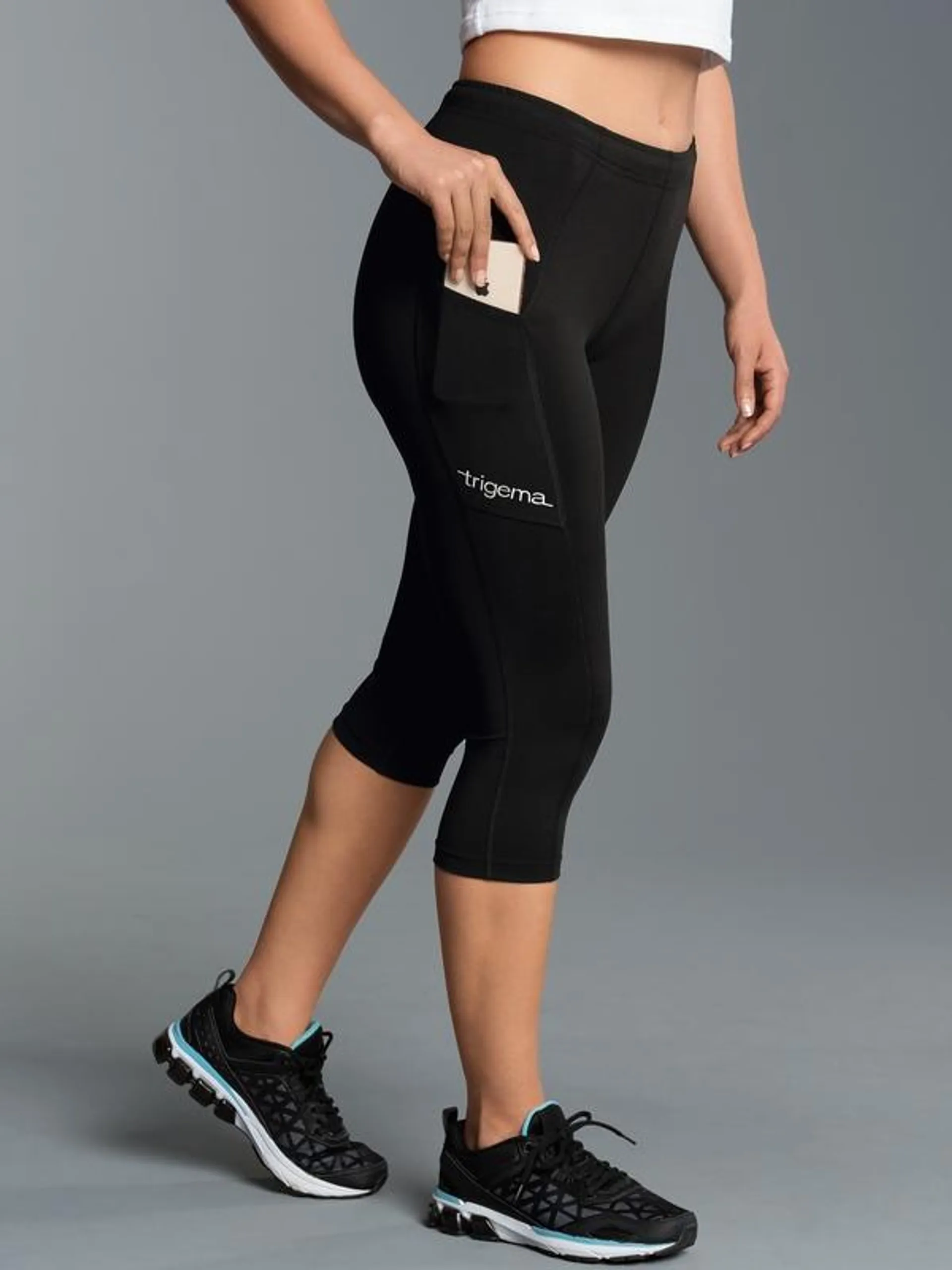 Kurze Sportleggings mit Seitentasche Schwarz