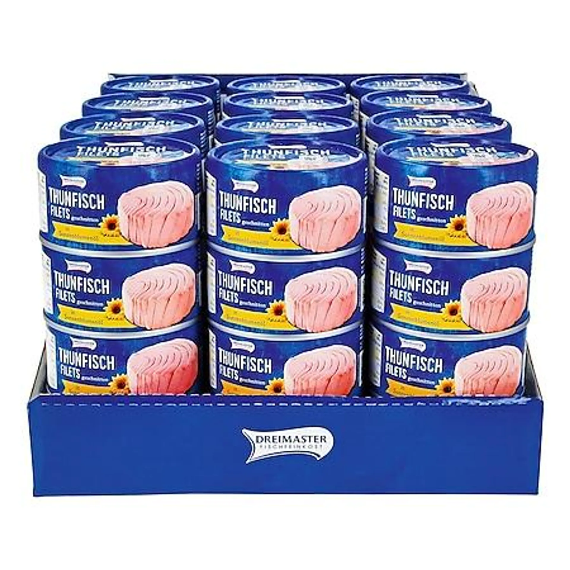 Dreimaster Thunfischfilets in Sonnenblumenöl 195 g Abtropfgewicht, 48er Pack