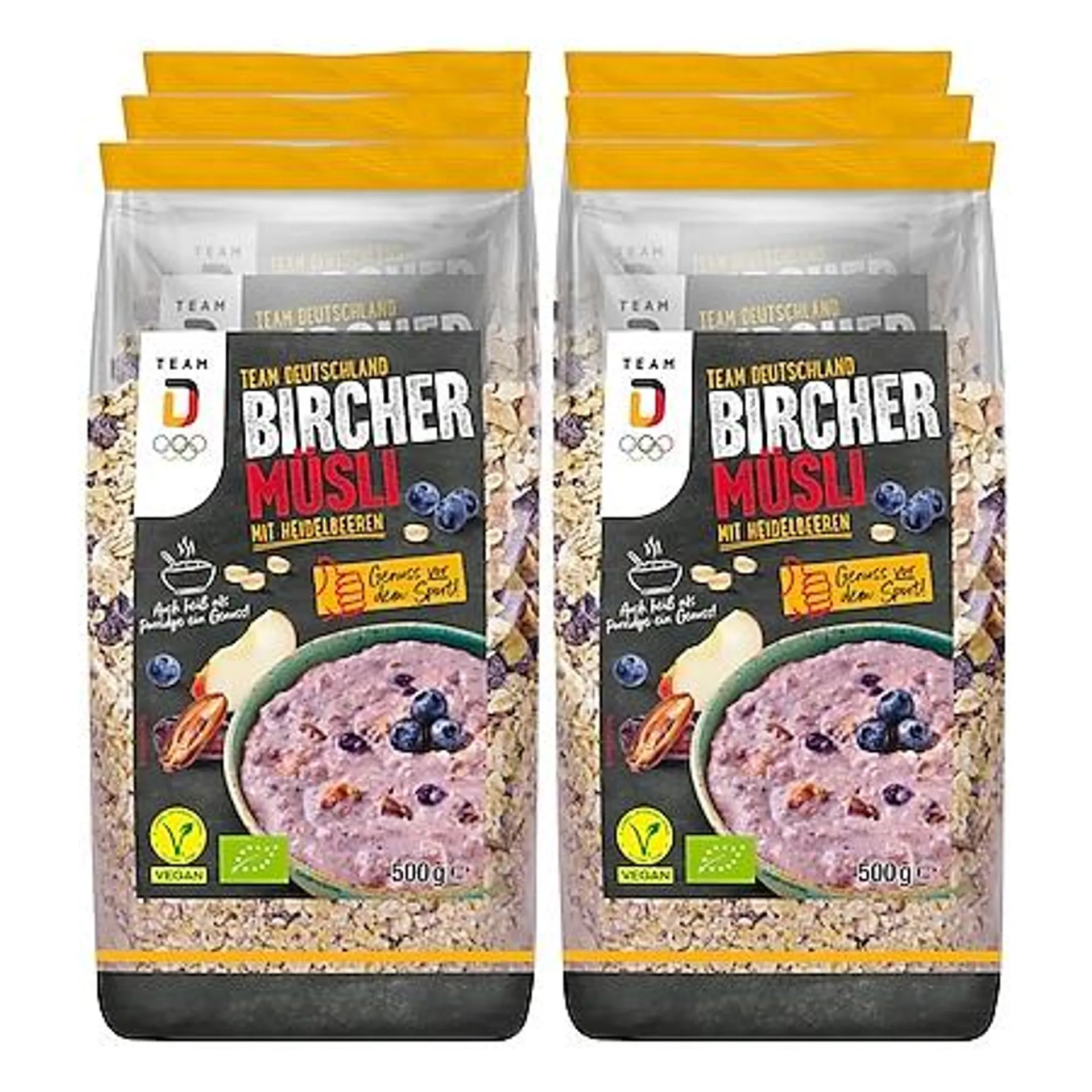 Team D Bircher Müsli mit Heidelbeeren 500 g, 6er Pack