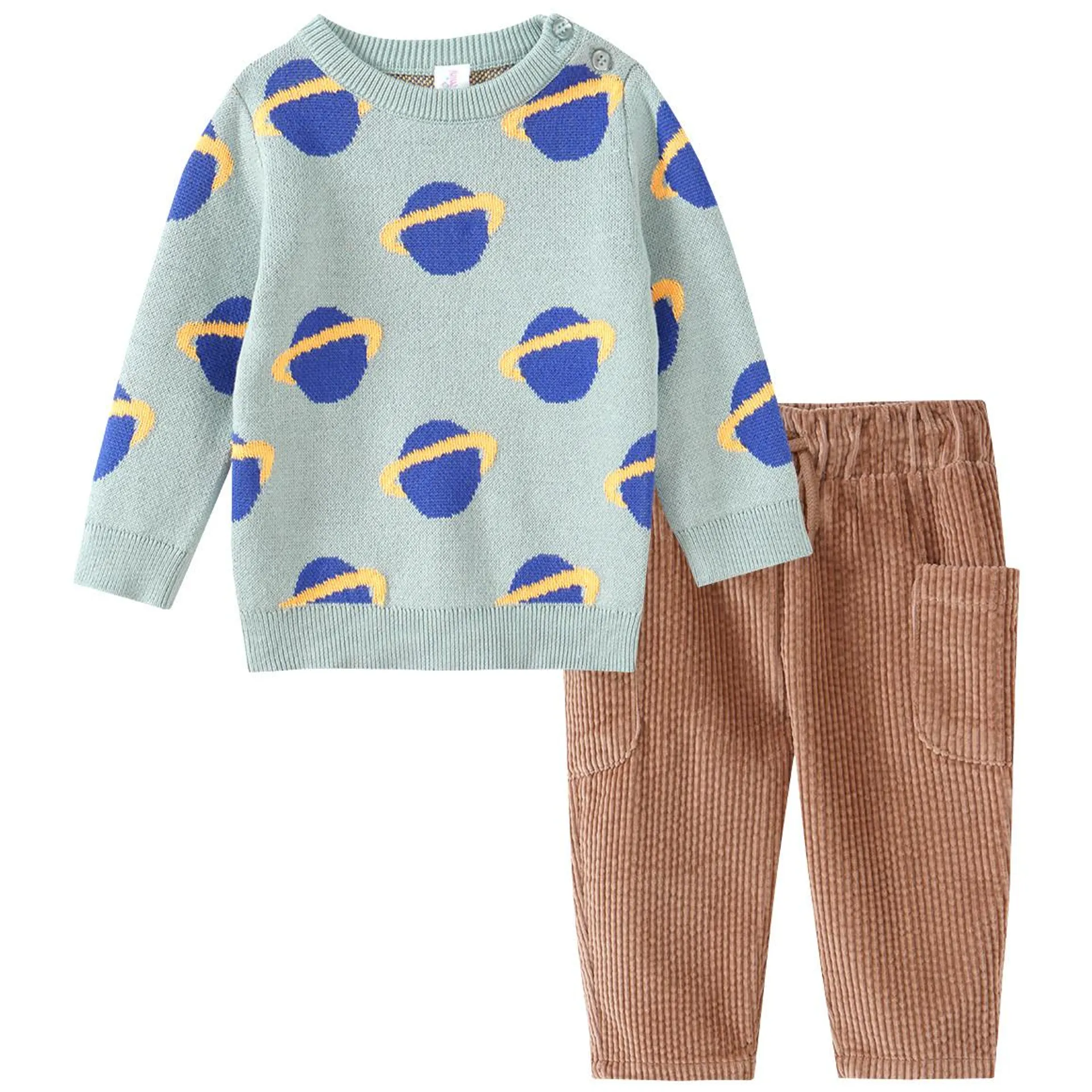 Baby Strickpullover und Cordhose im Set