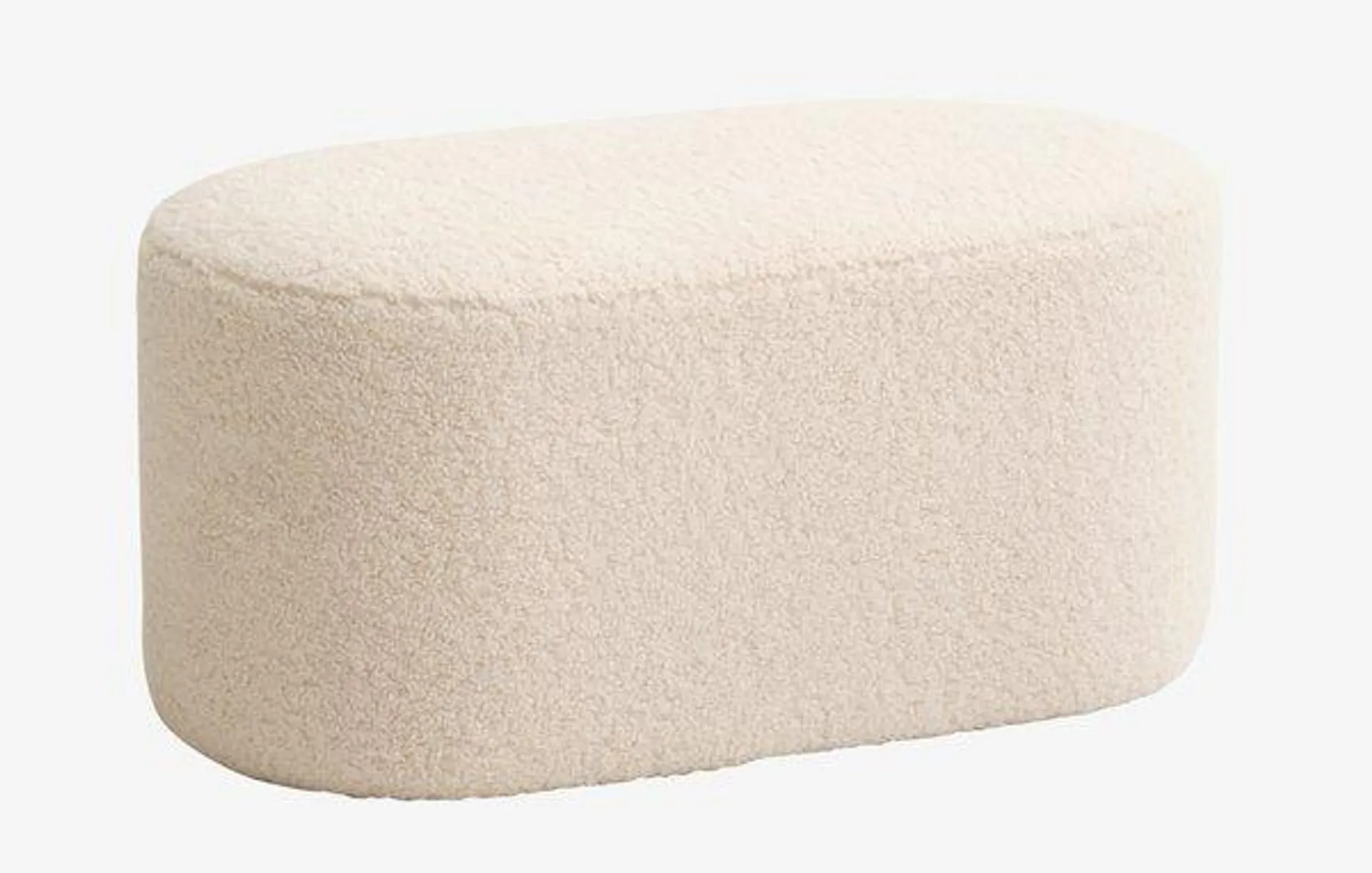 Pouf OREBO 84x45 Teddyplüsch off-white