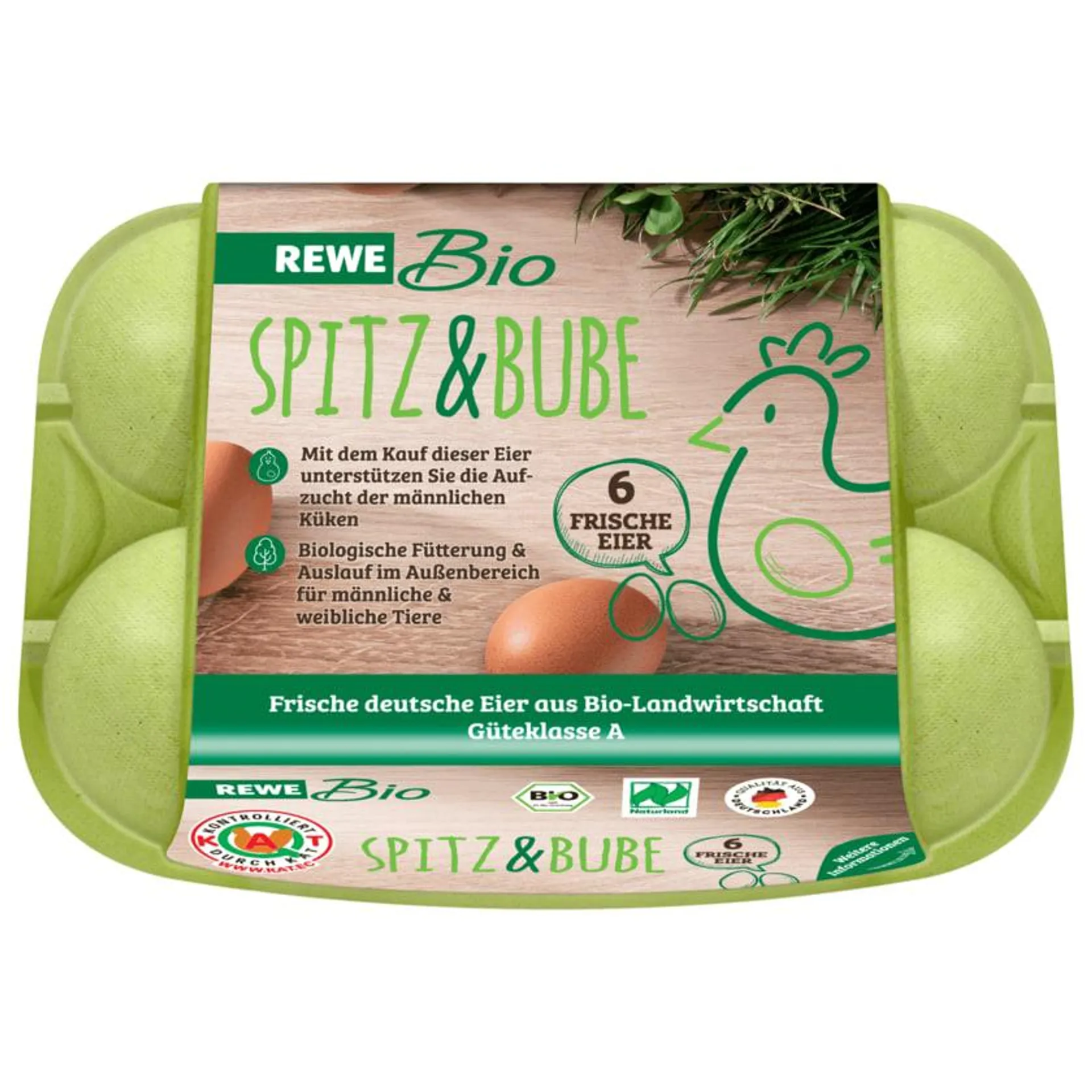 REWE Bio Eier Spitz und Bube 6 Stück