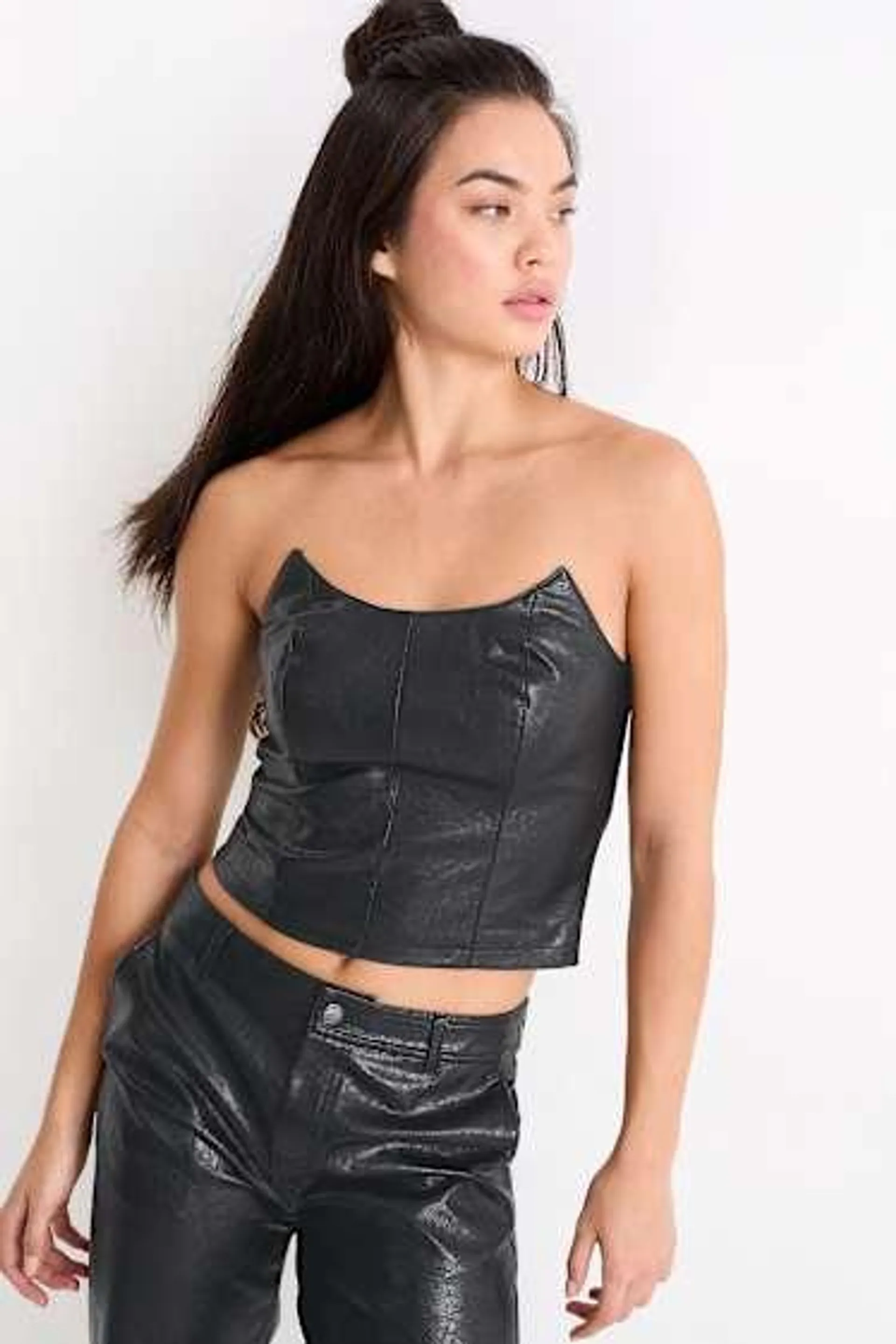 Corsage top - faux leather