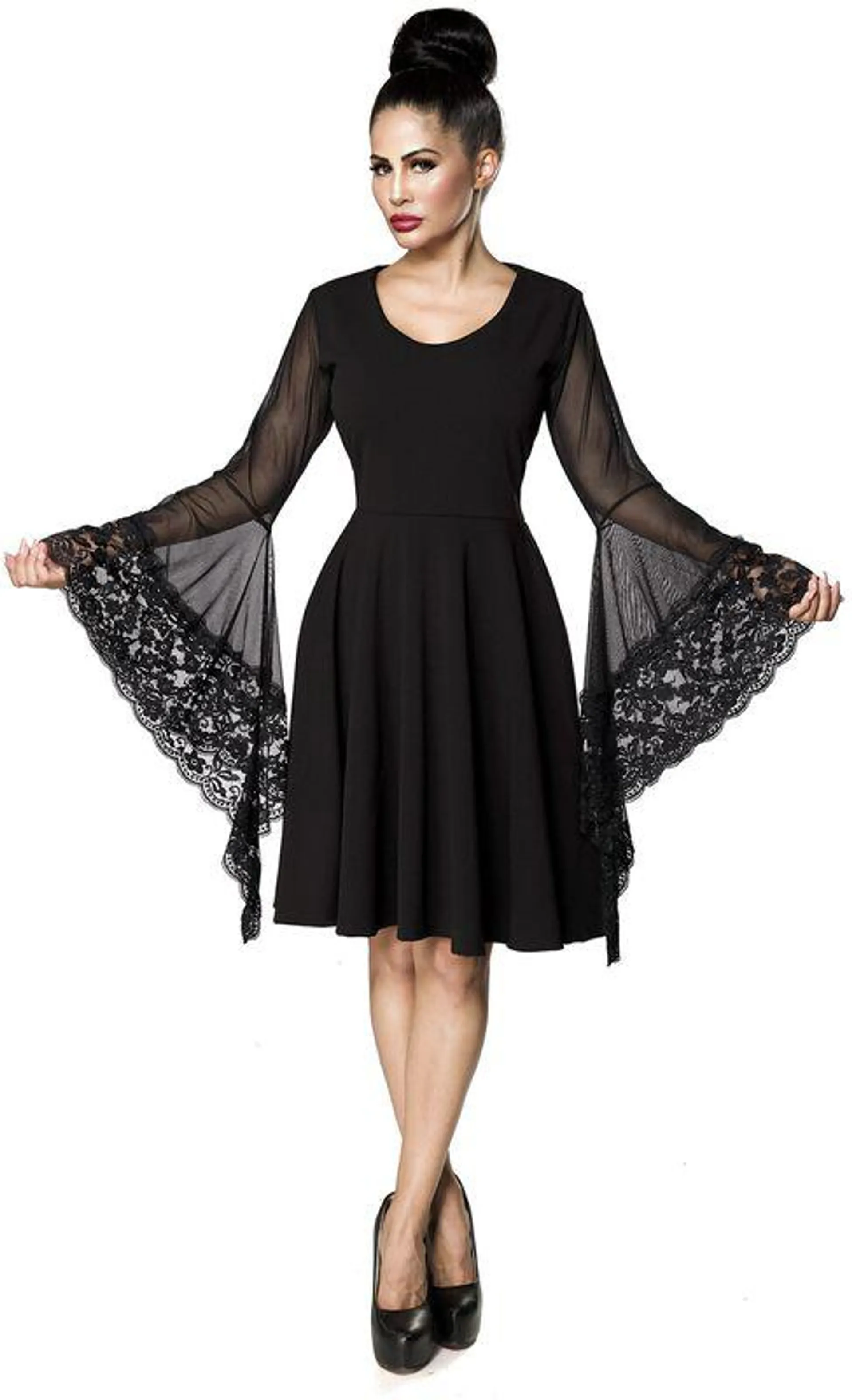 "Gothic-Kleid mit Trompetenärmel" Mittellanges Kleid schwarz von Ocultica