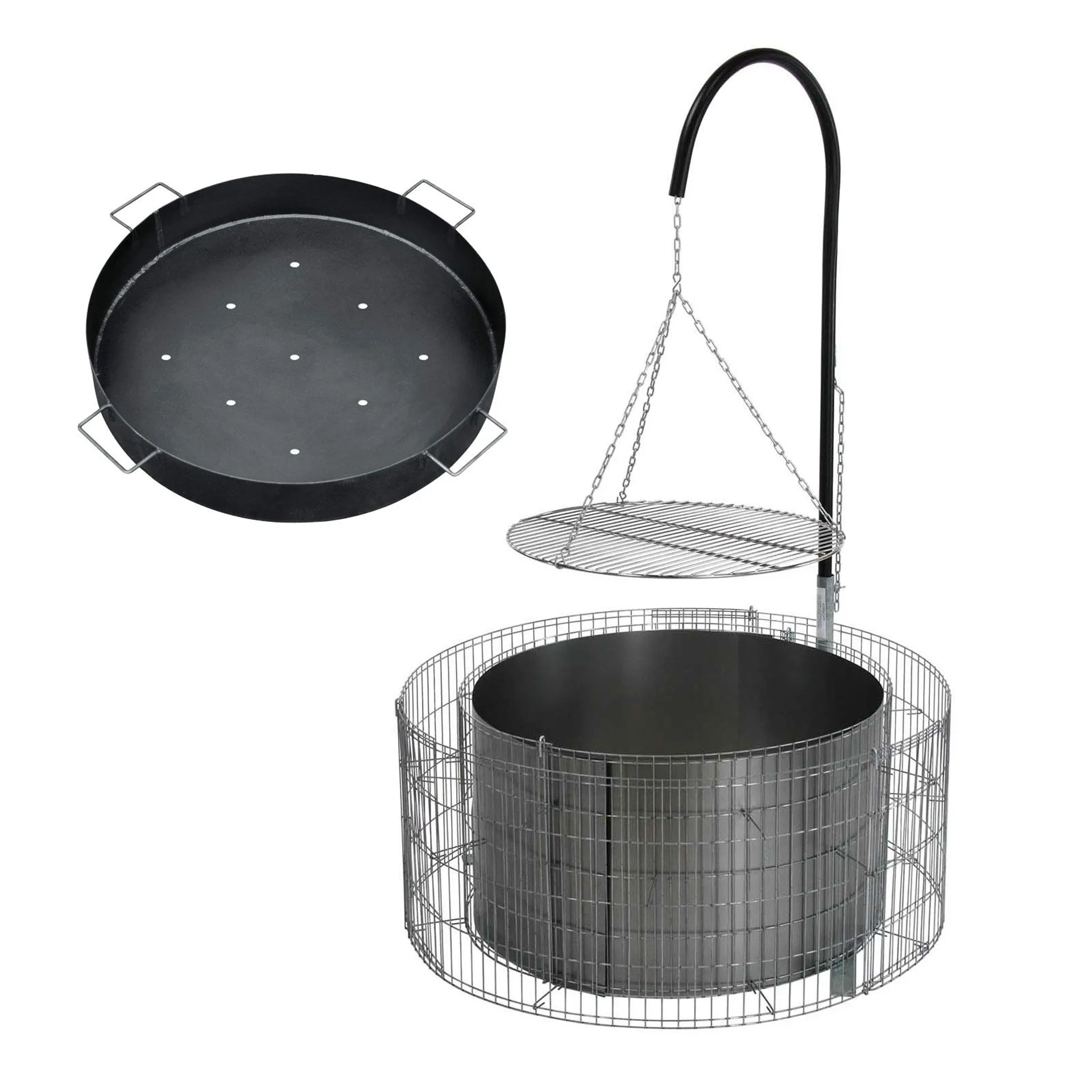 bellissa Gabionen Grill, 92 cm, Grillplatz, Feuerstelle, mit Kohlenschale