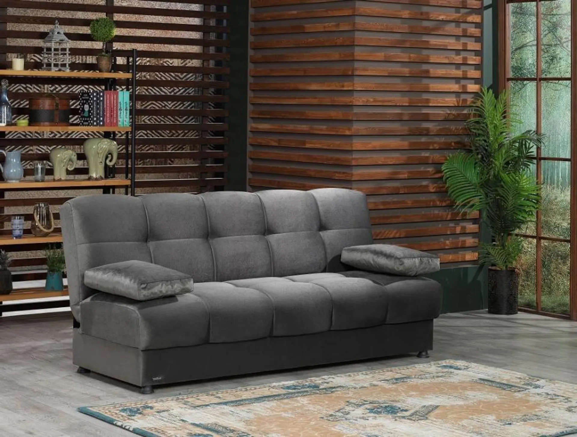 3-Sitzer Schlafsofa mit Bettkasten und Federkern 195 cm breit Grau ALONSO