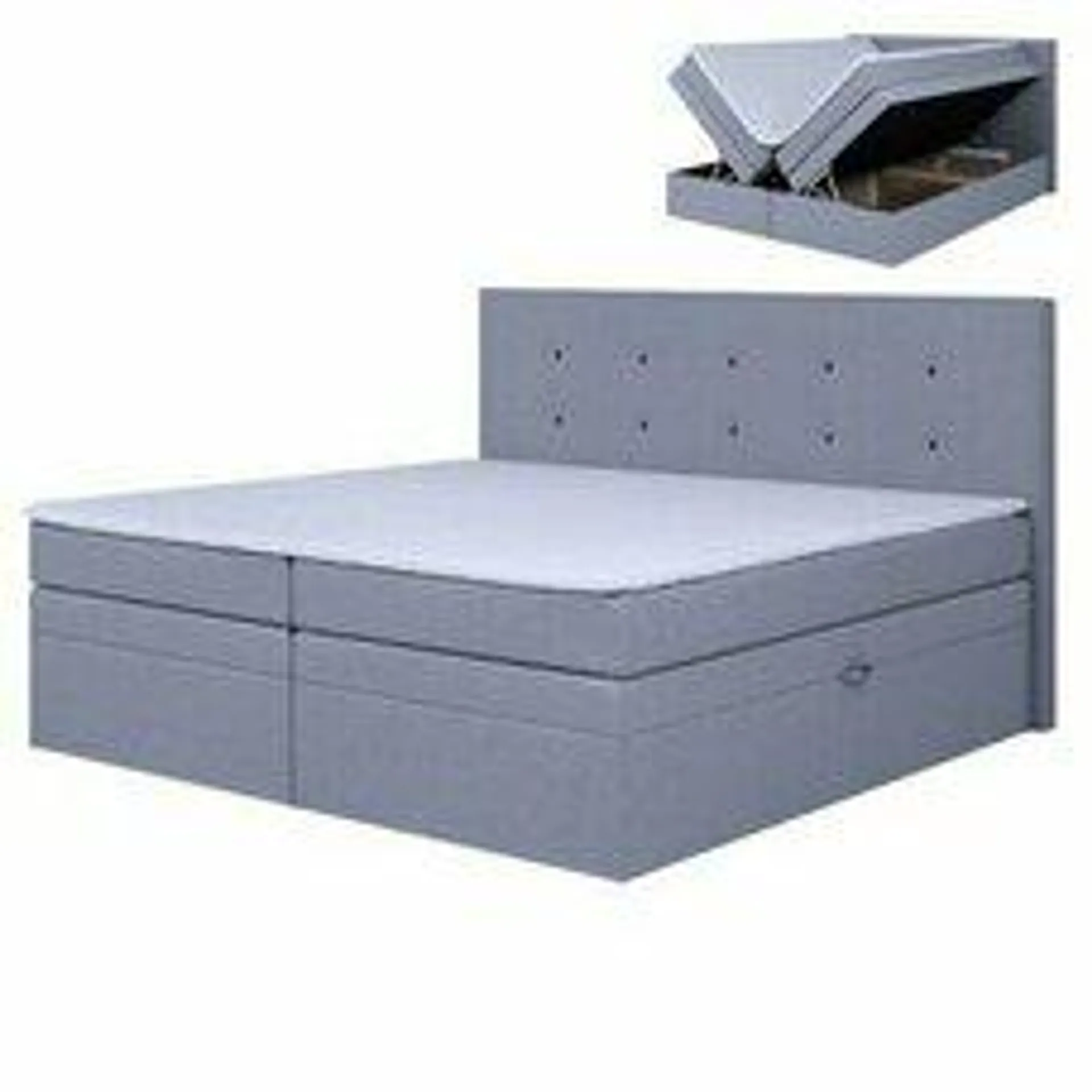 Boxspringbett - silber - H3 - Bonellfederkern - 180x200 cm