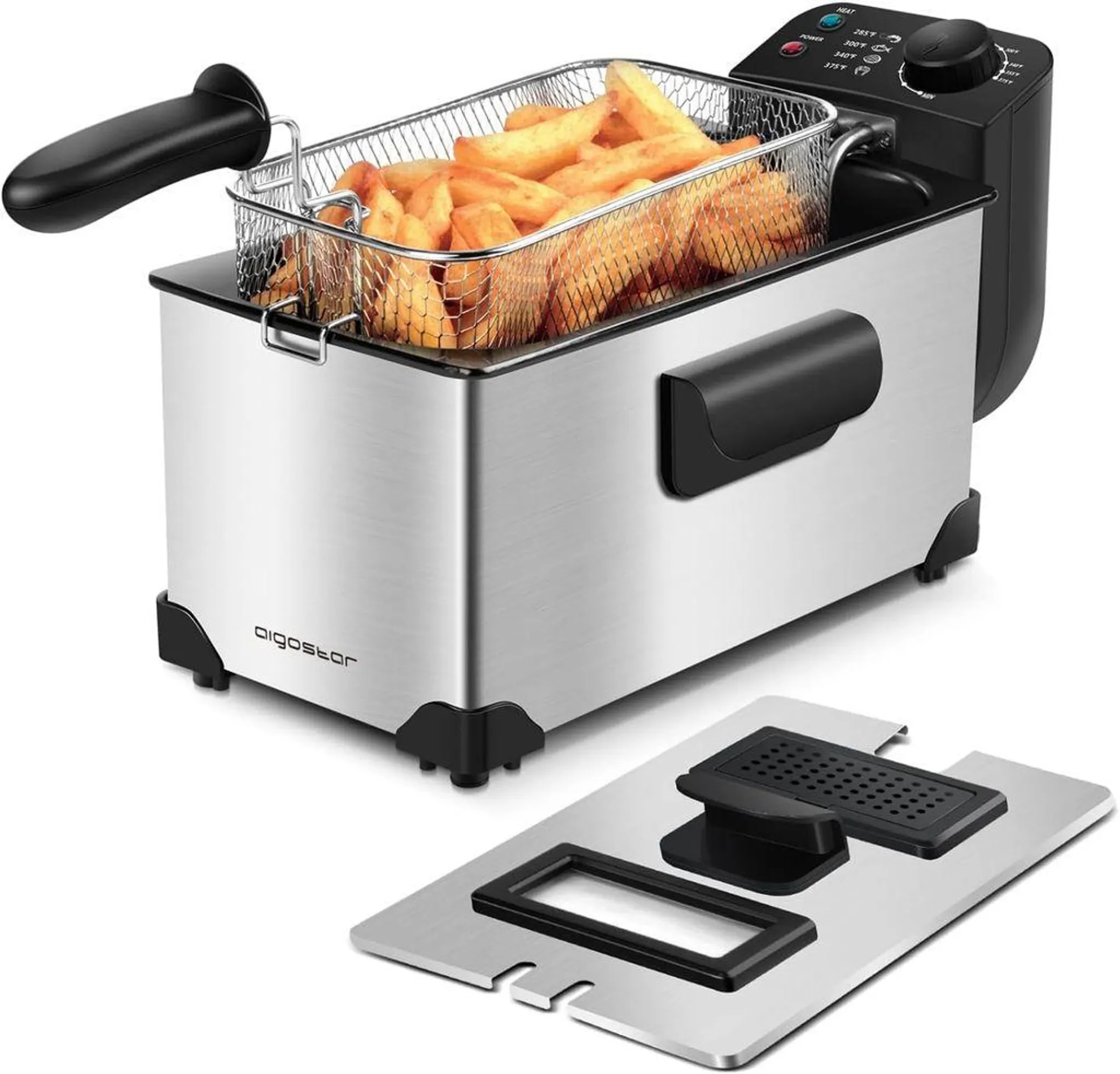 Aigostar - Semi-professionelle Fritteuse, Edelstahl, 2200W, 3L