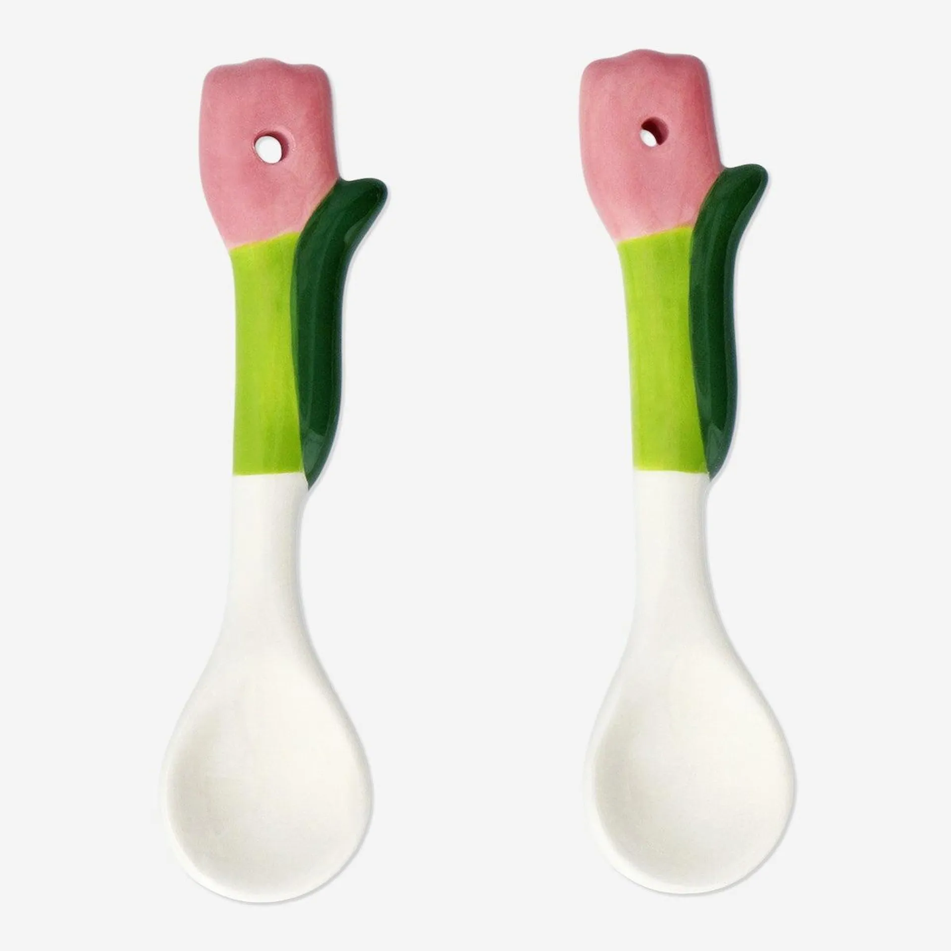 Tulip shaped ceramic spoons - 2 pcs