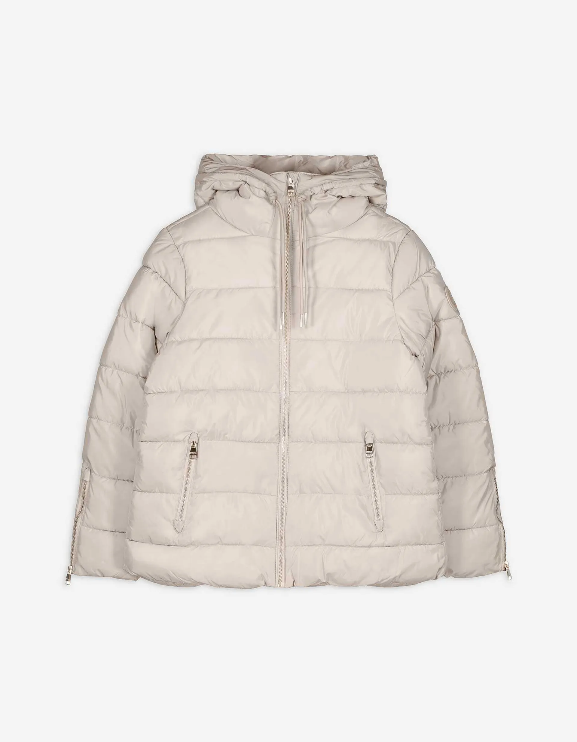 Steppjacke - Tunnelzug am Saum - beige