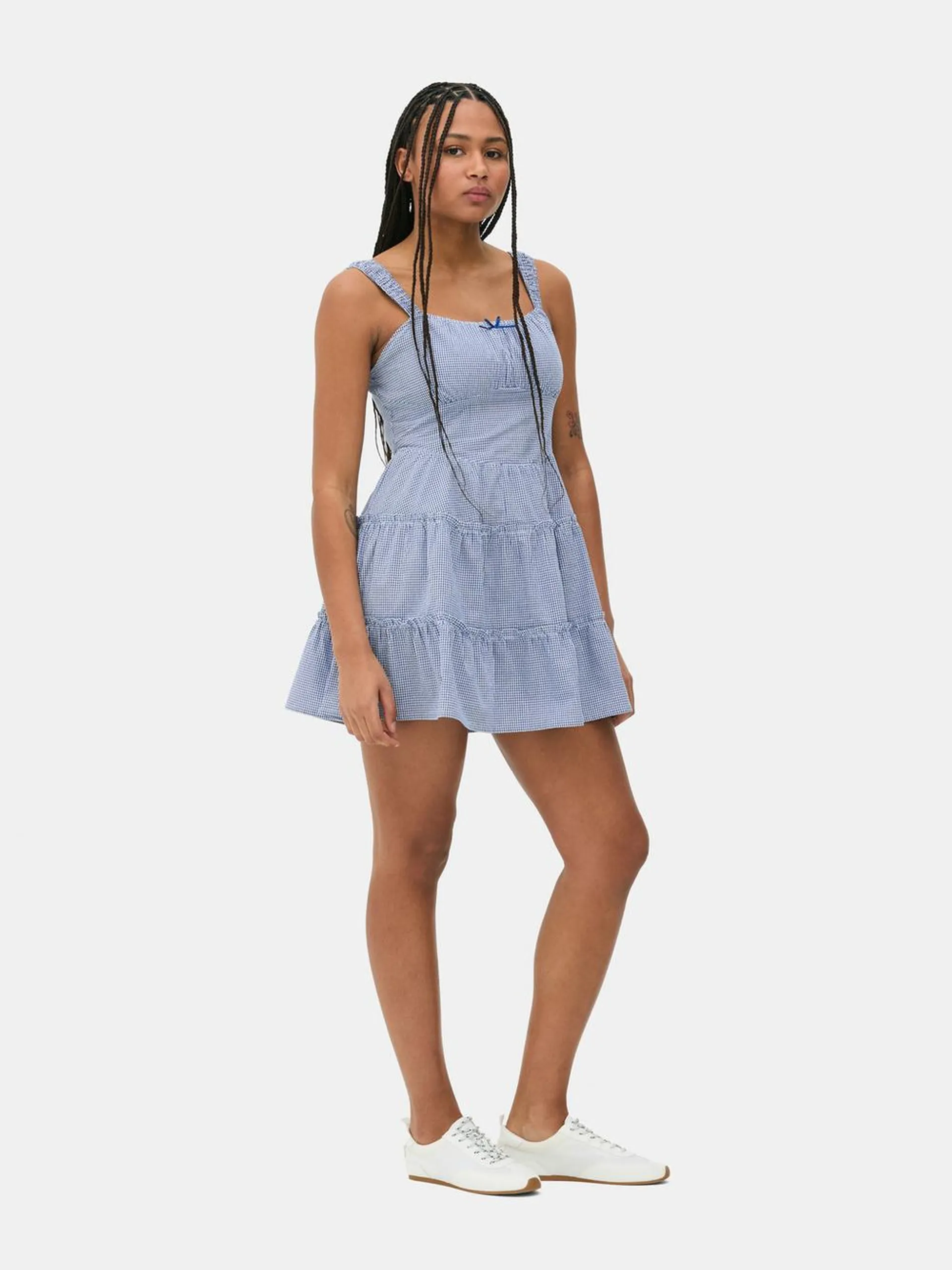 Vestido corto a capas a cuadros vichy