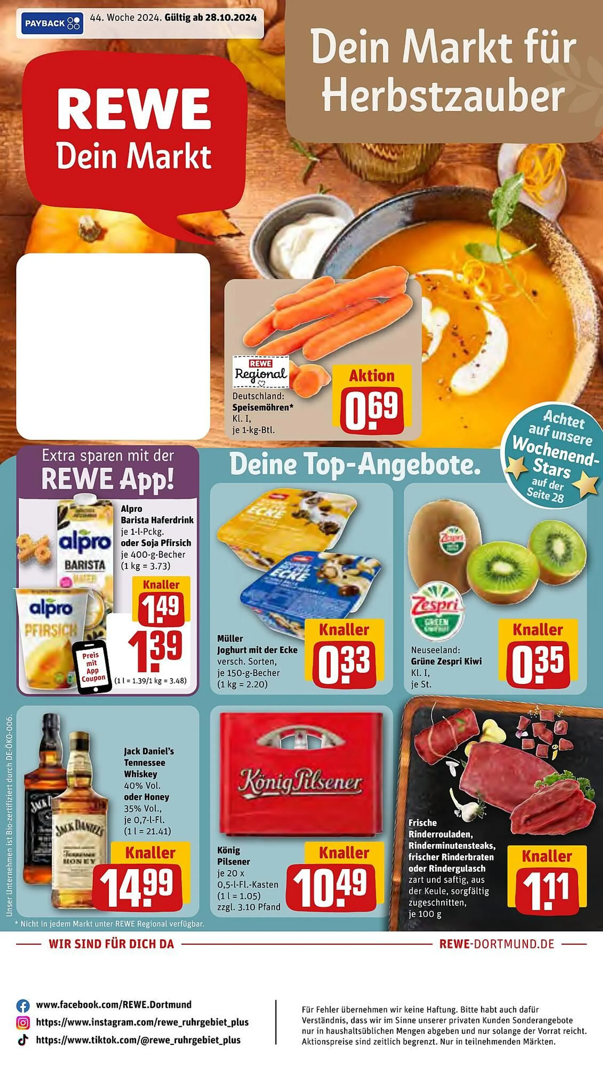 REWE tilbudsavis Gyldig indtil 28. oktober - 2. november 2024 - tilbudsavis side 1