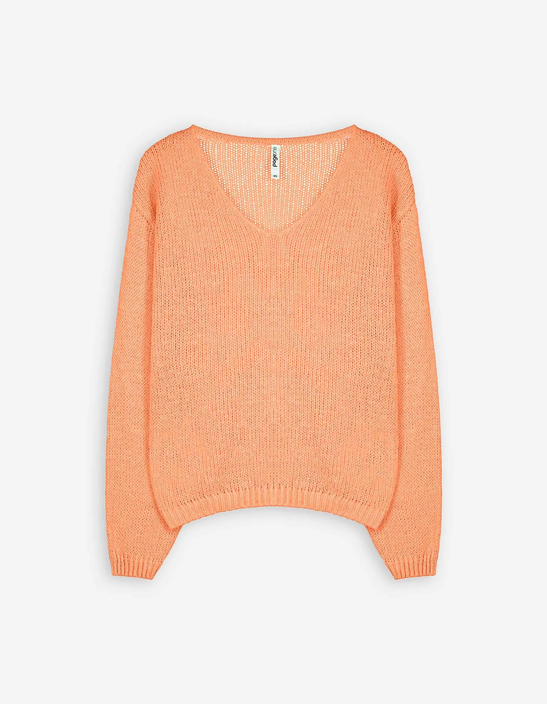 Strickpullover - V-Ausschnitt - orange