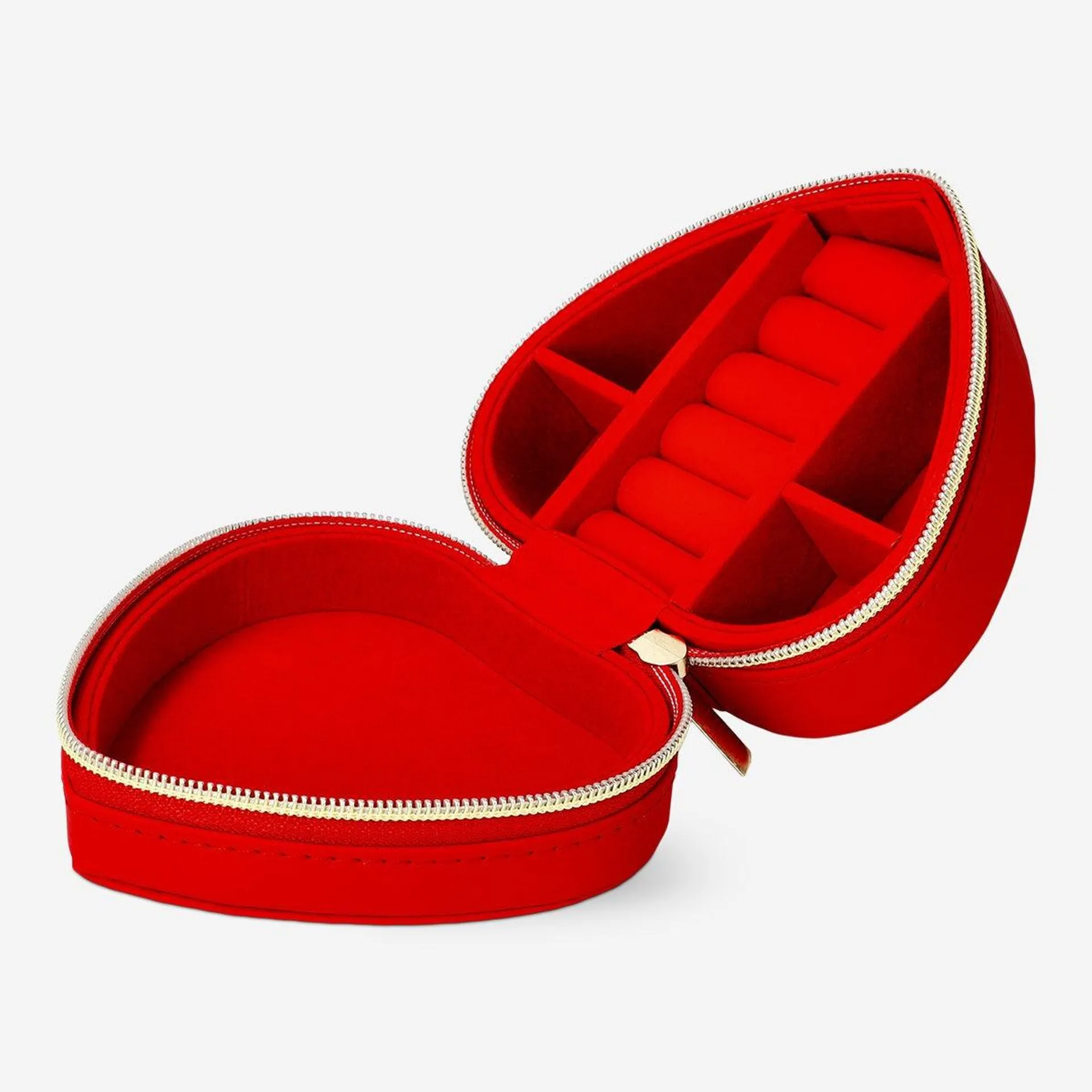 Red heart shaped jewellery box - Large