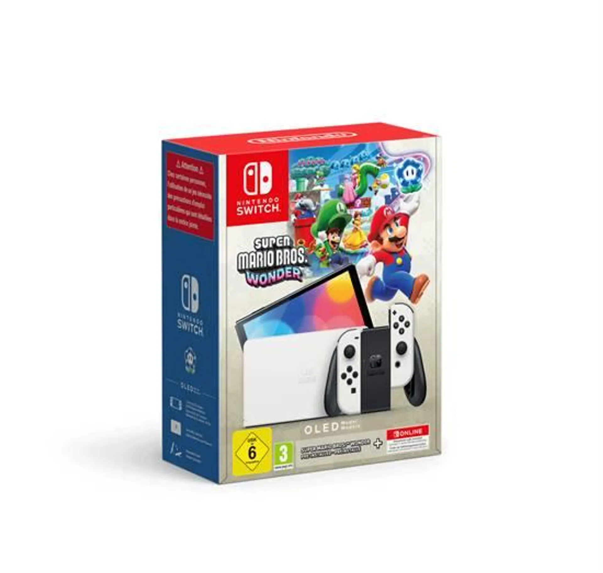 Nintendo Switch Konsole OLED Bundle Super Mario Wonder inkl. 12M Switch Online