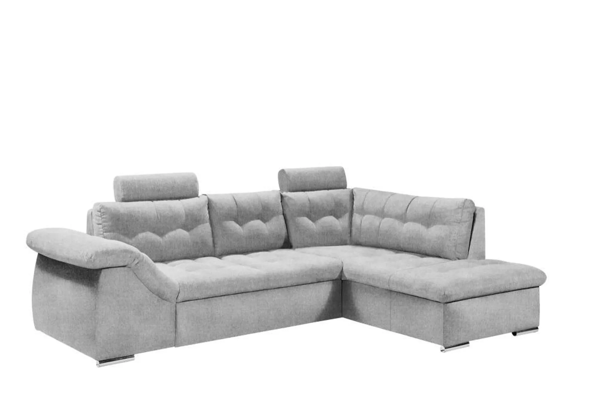 Sofa L Form mit Schlaffunktion und Bettkasten 283 x 193 cm Grau OLGA 2