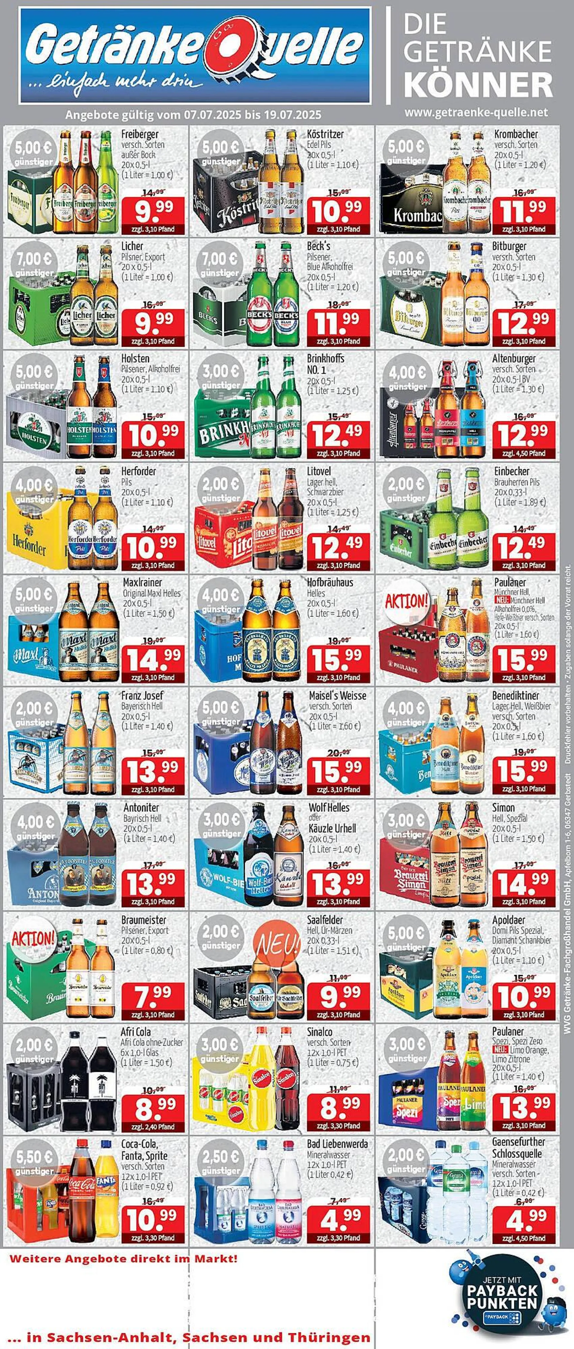 Getränke Quelle Prospekt von 6. Juli bis 19. Juli 2025 - Prospekt seite 1