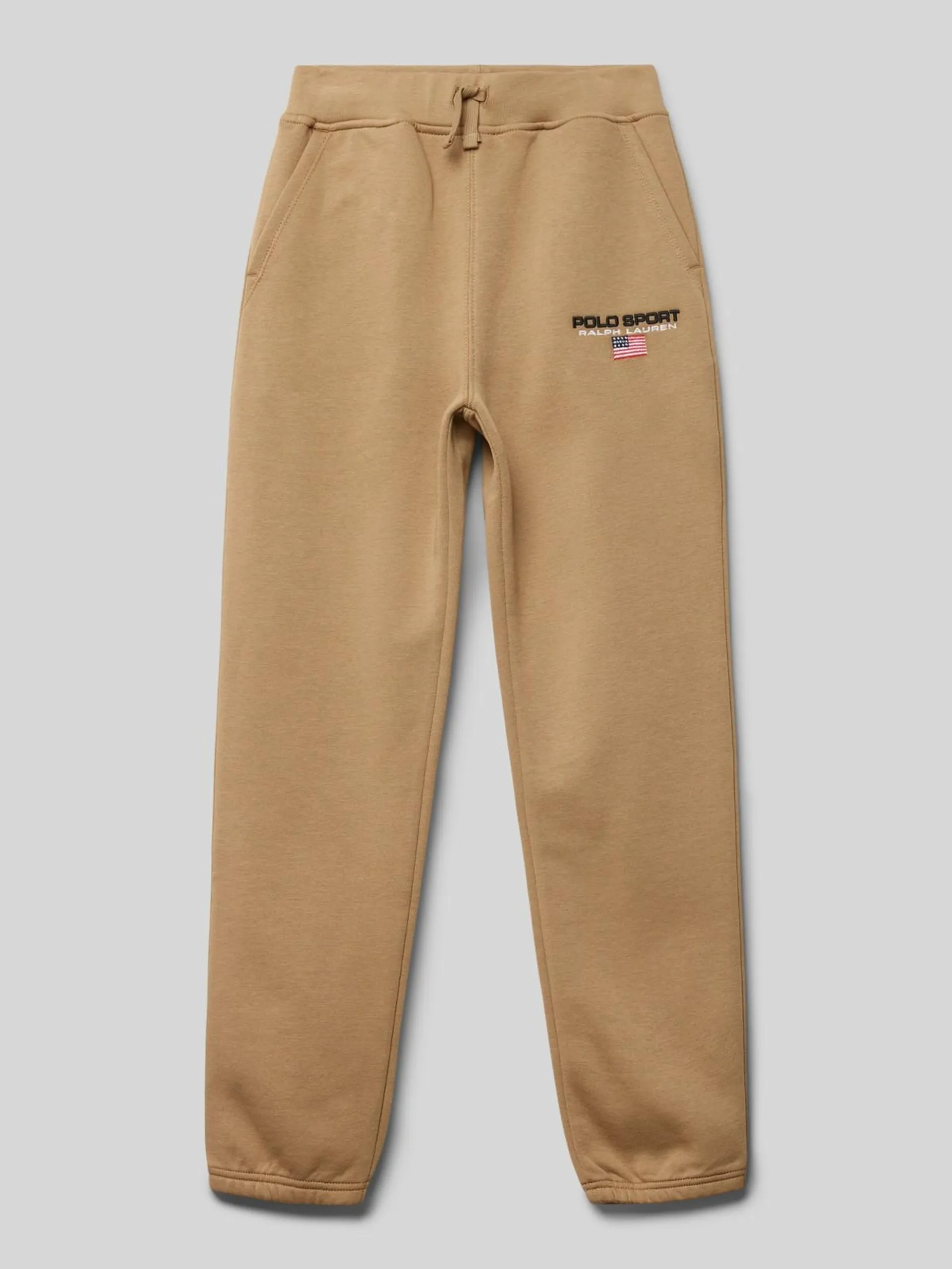 Sweatpants mit Label-Stitching in hellbraun