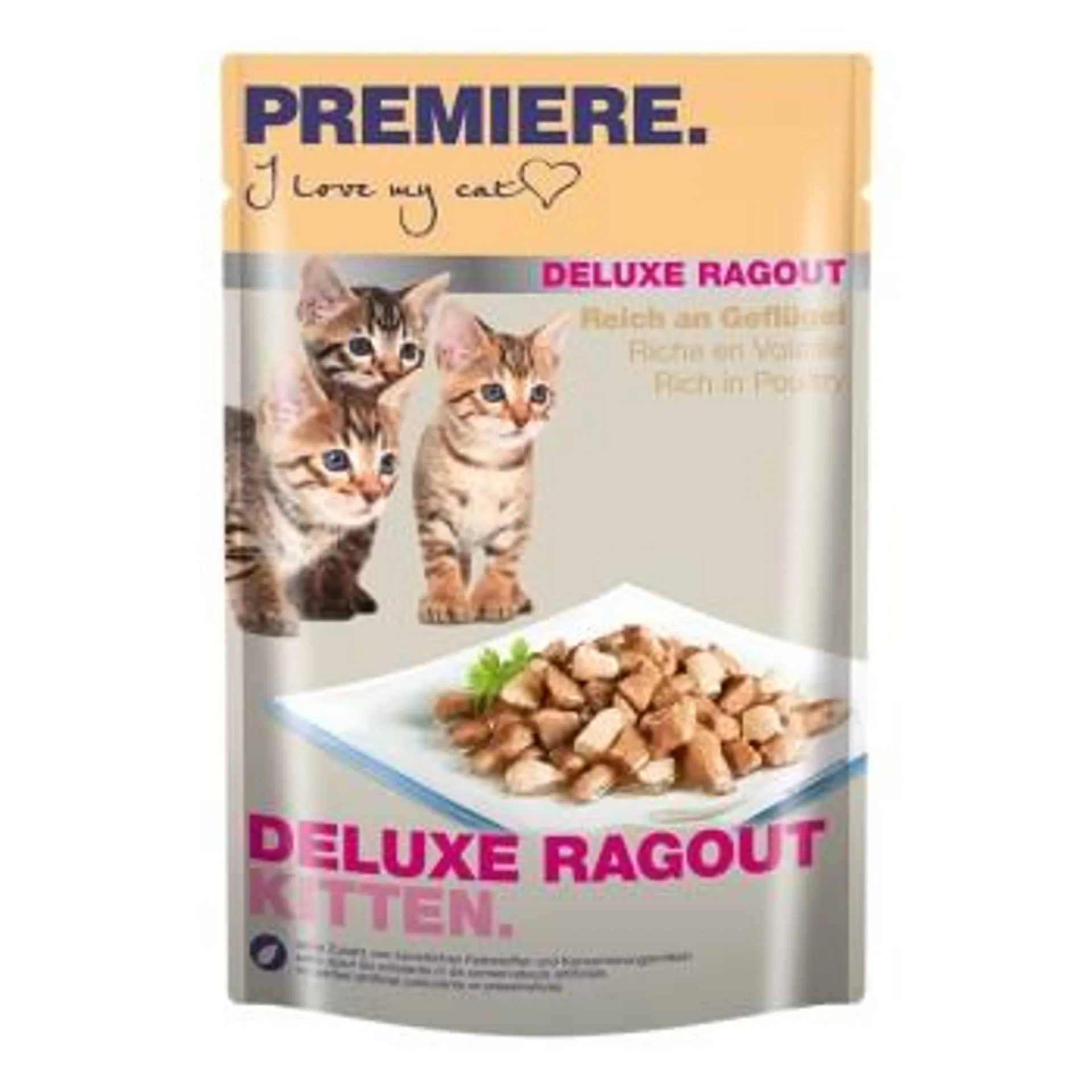 PREMIERE Deluxe Ragout Kitten Reich an Geflügel 22x85 g