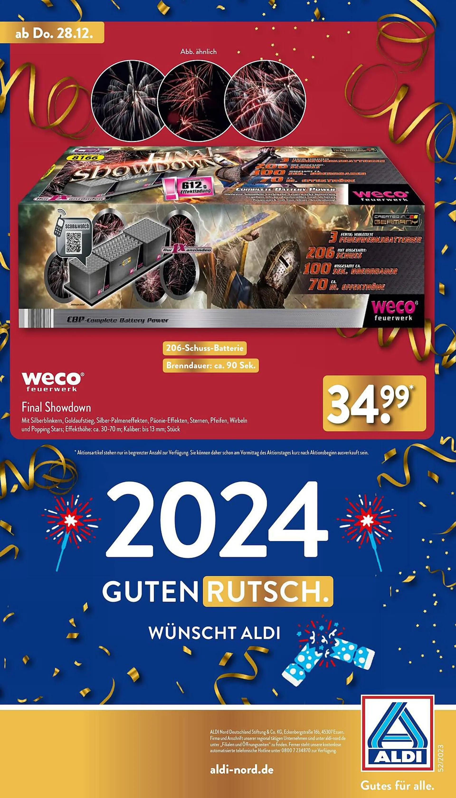 Aldi Nord Feuerwerk Prospekt von 28. Dezember bis 30. Dezember 2023 - Prospekt seite 12