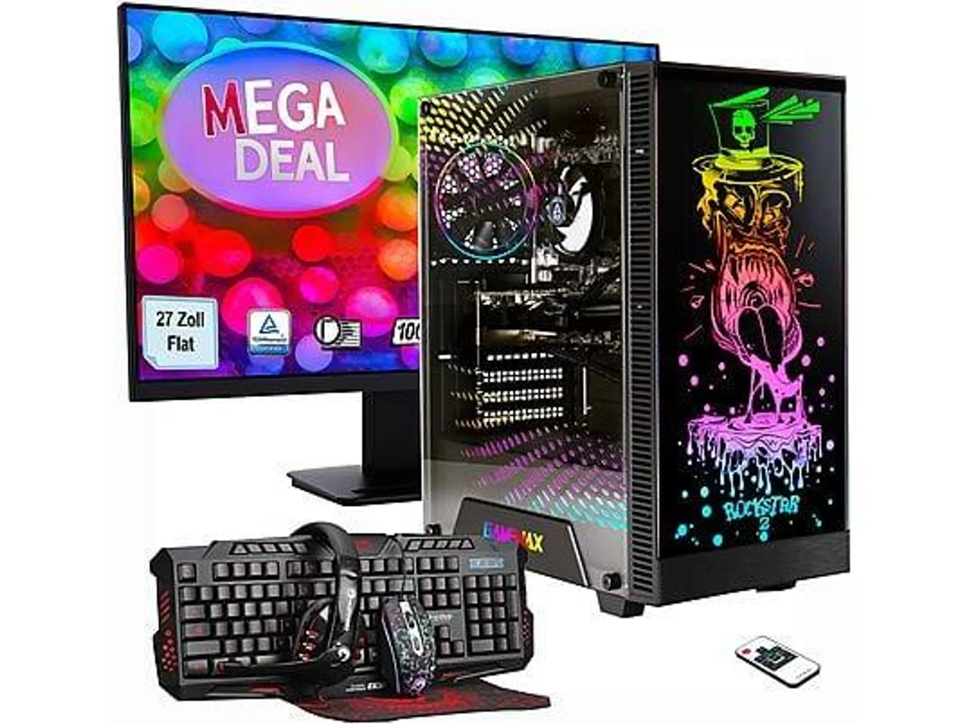 HYRICAN Rockstar + PRO MP273A, Gaming-PC-Komplettsystem mit AMD Ryzen™ 7 5700X Prozessor, 32 GB RAM, 1 TB SSD, NVIDIA GeForce RTX™ 4060, Windows 11 Home (64 Bit)