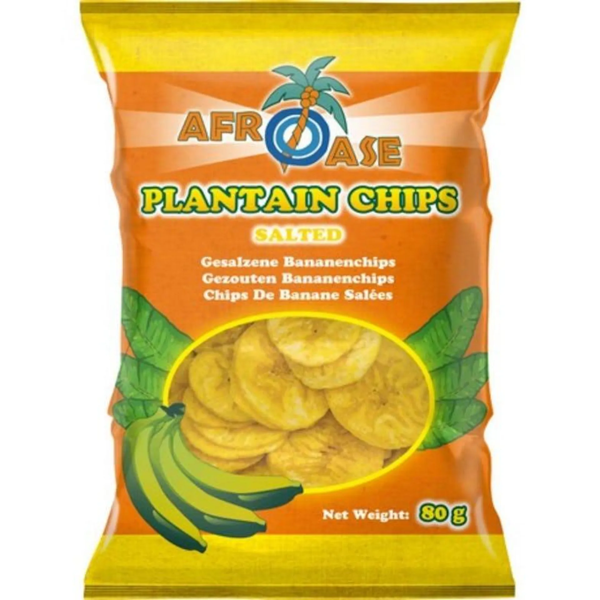 AFROASE Bananen Chips Gesalzene 20 x 80 g (1,6 kg)