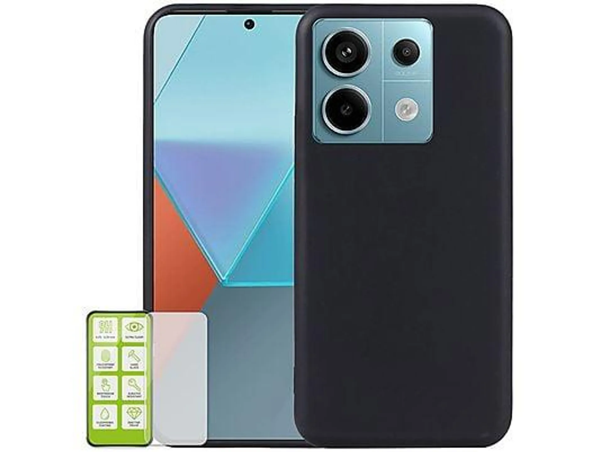 WIGENTO Produktset Silikon Hülle + H9 Hartglas, Backcover, Xiaomi, Redmi Note 13 Pro / Poco X6, Schwarz