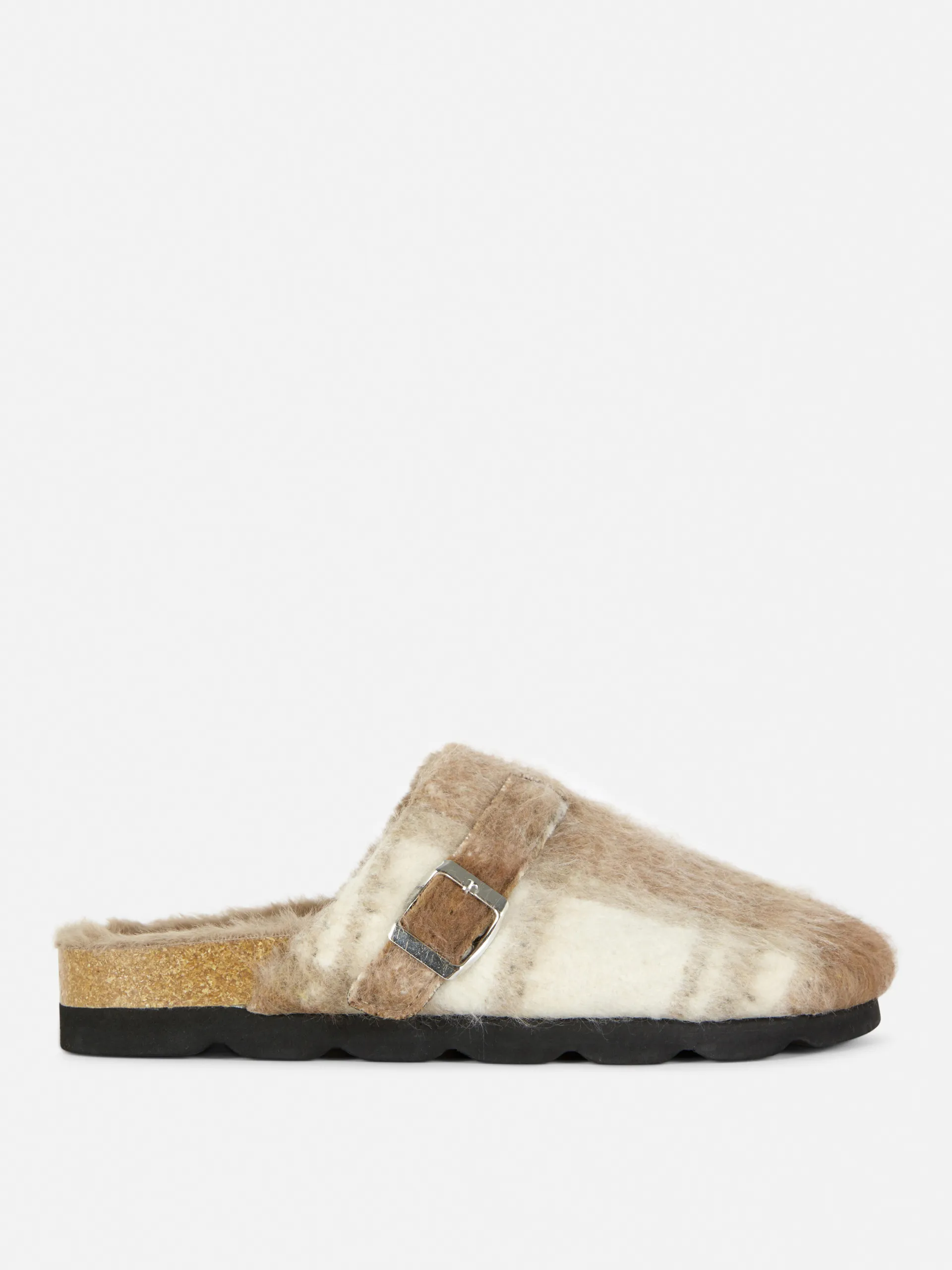 Rita Ora Check Faux Fur Lined Clog Mules