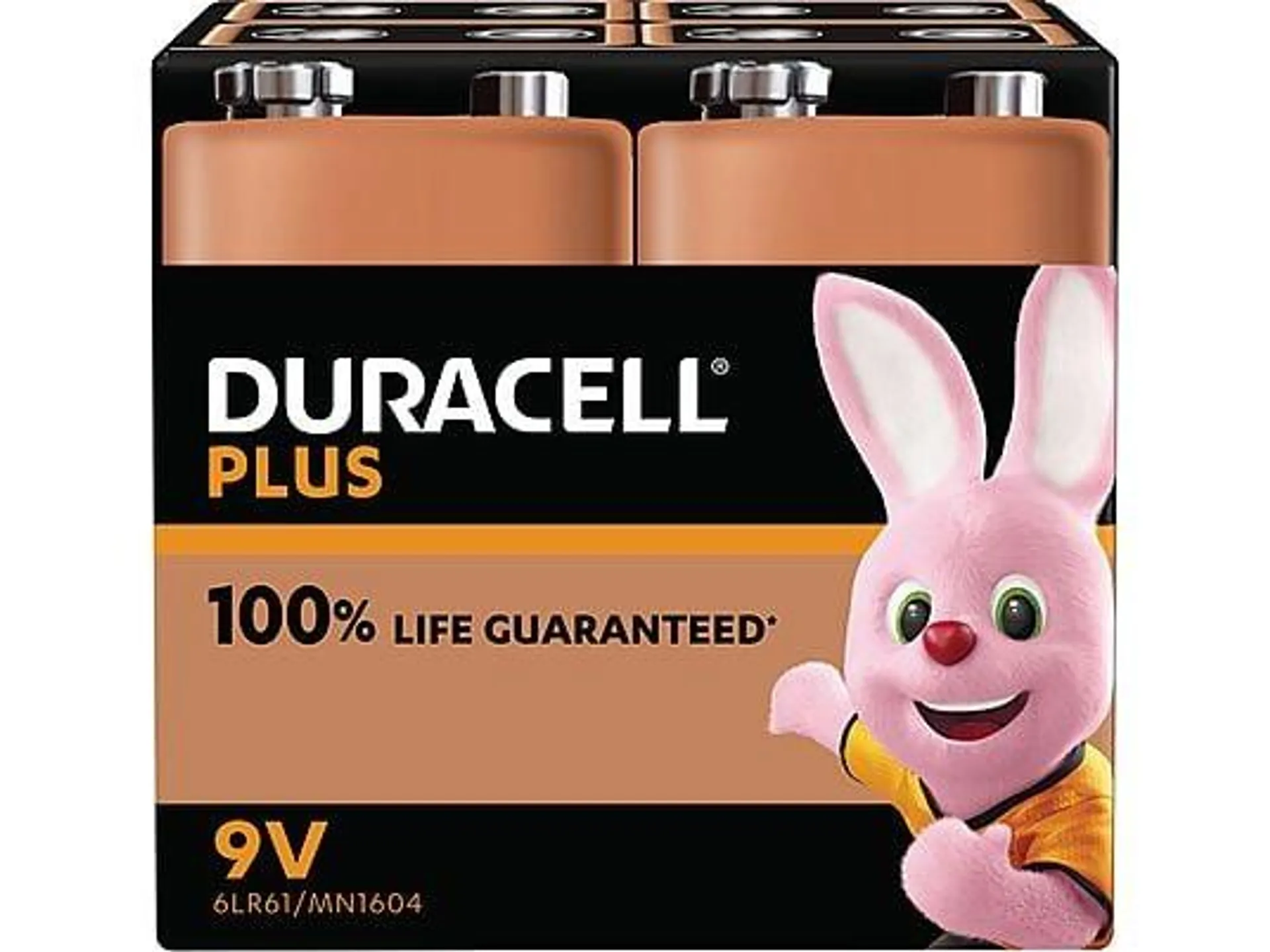 DURACELL Plus Power 9V (Alkaline) Batterie, Alkaline, 1.5 Volt 4 Stück