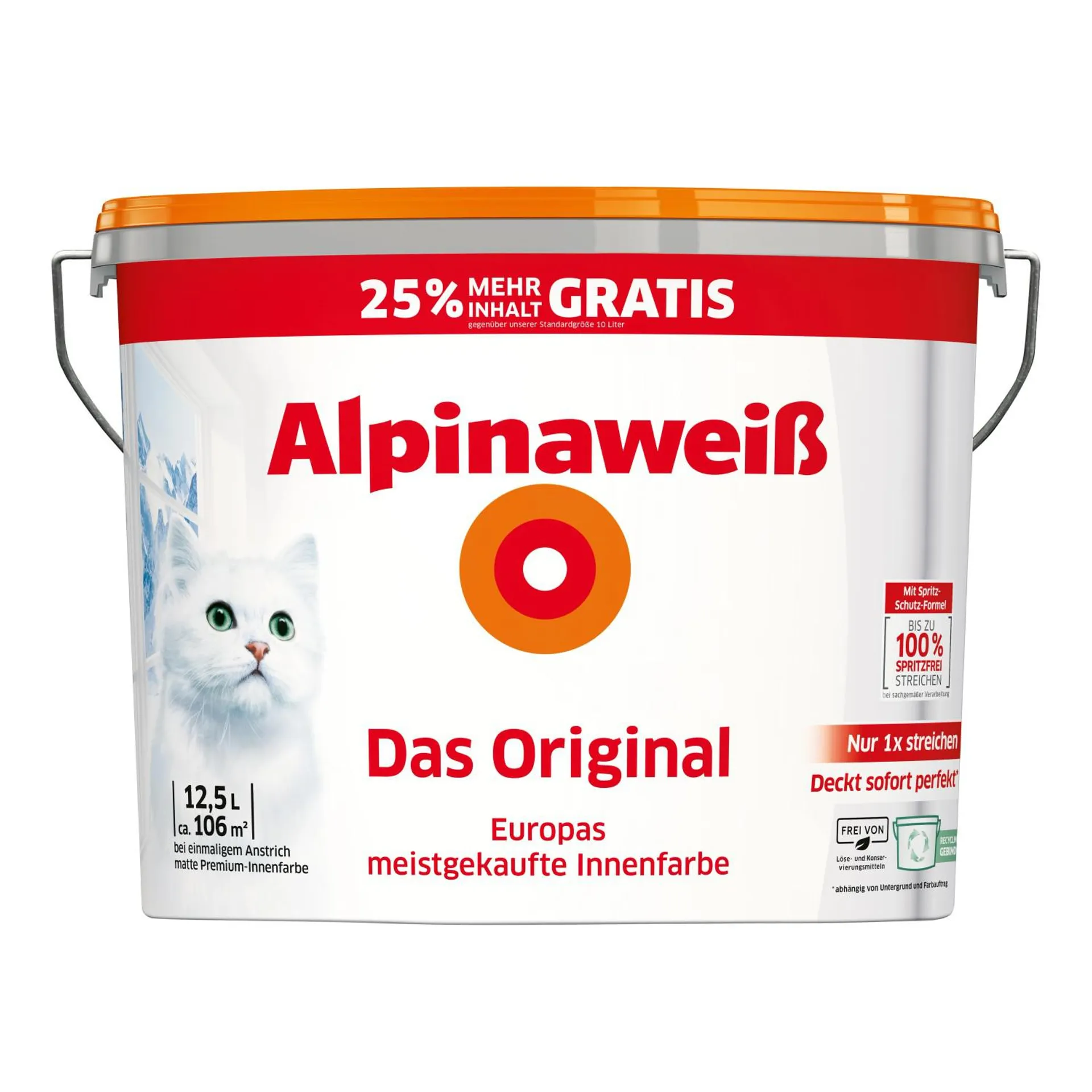 Alpinaweiß Wandfarbe Das Original Weiß matt 10 + 2,5 l