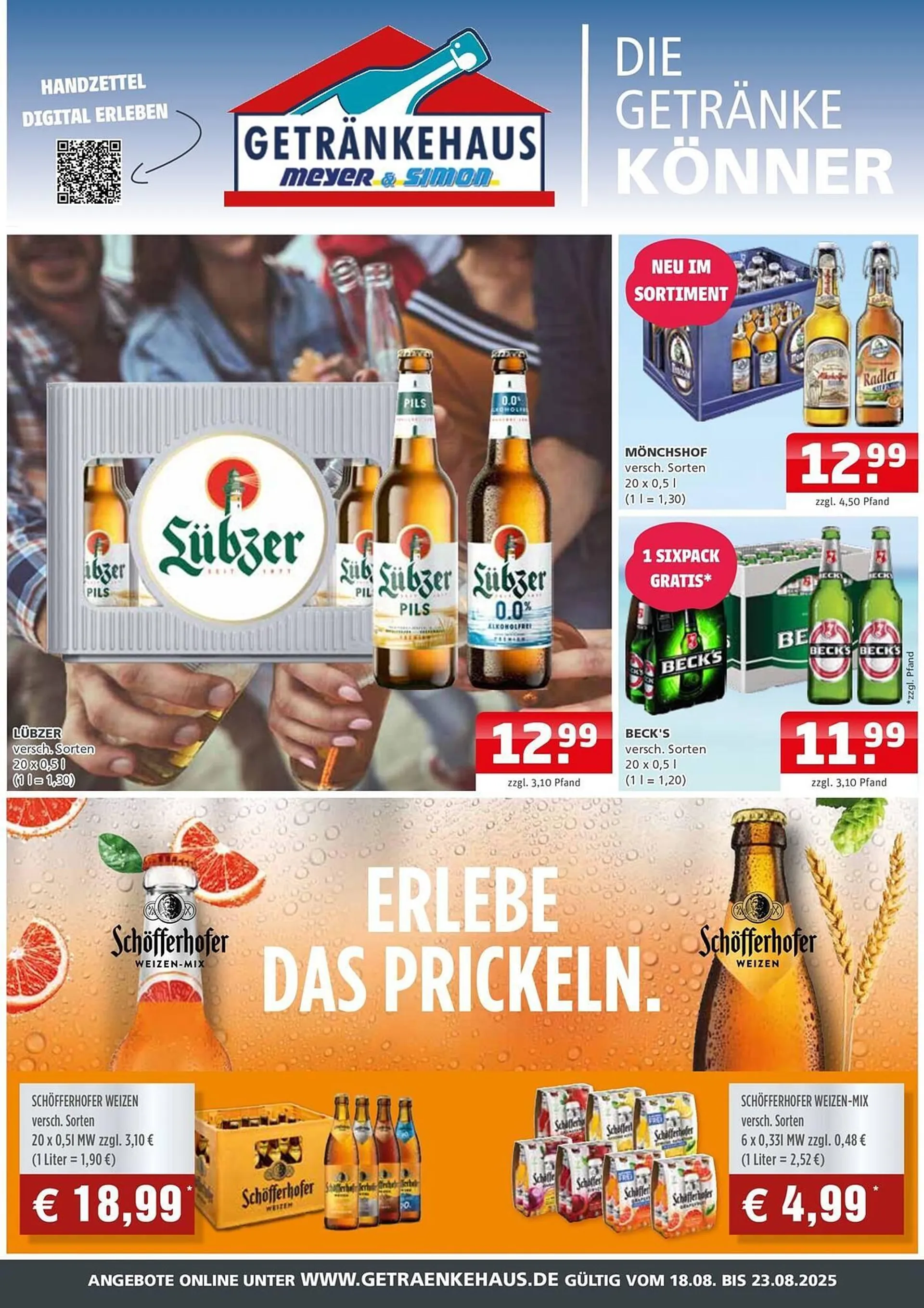 Getränkehaus Prospekt von 18. August bis 23. August 2025 - Prospekt seite 1