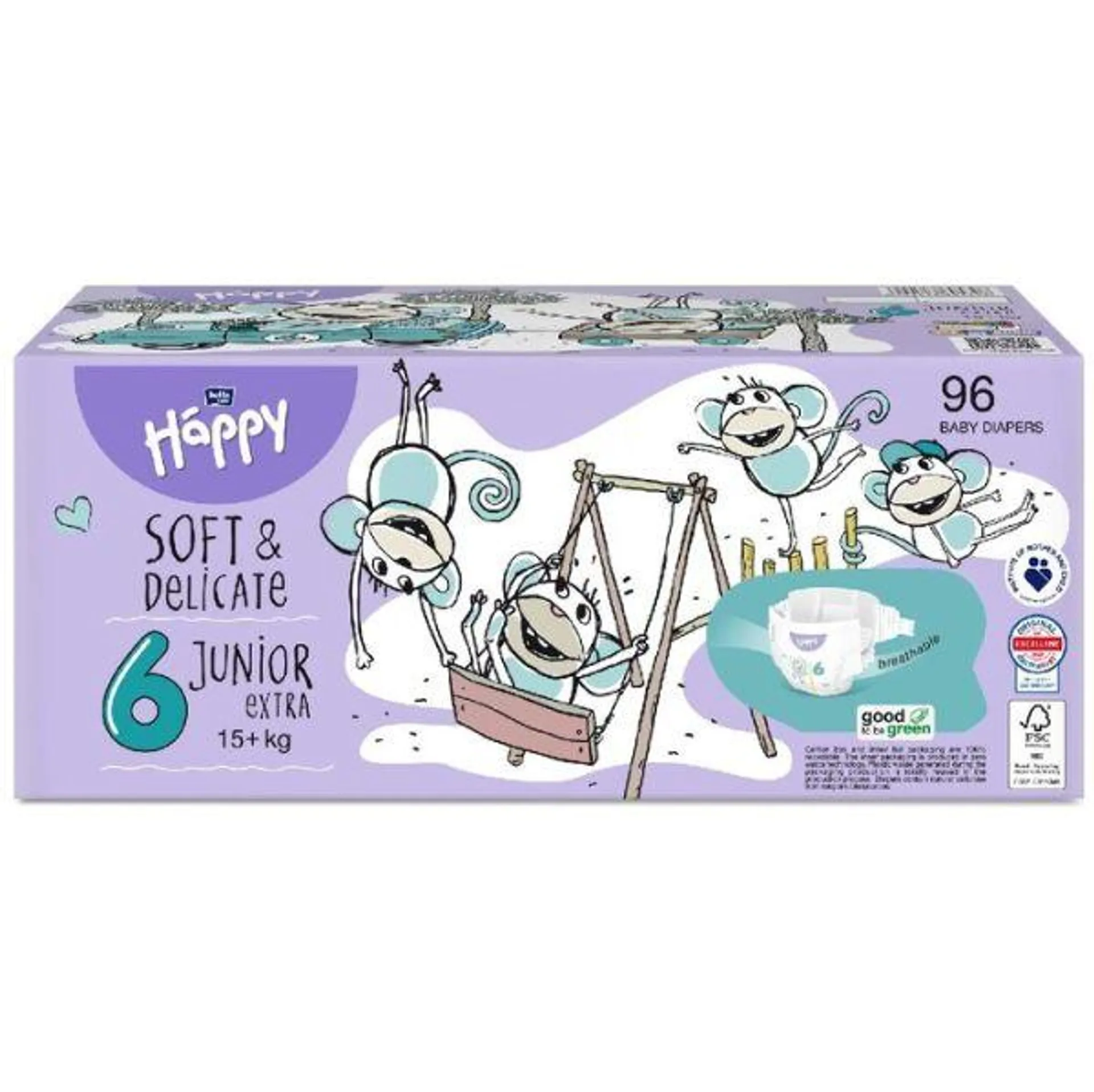 bella baby Happy Windeln Gr.6 Junior Extra 15+kg HAPPY BOX 96 Stück