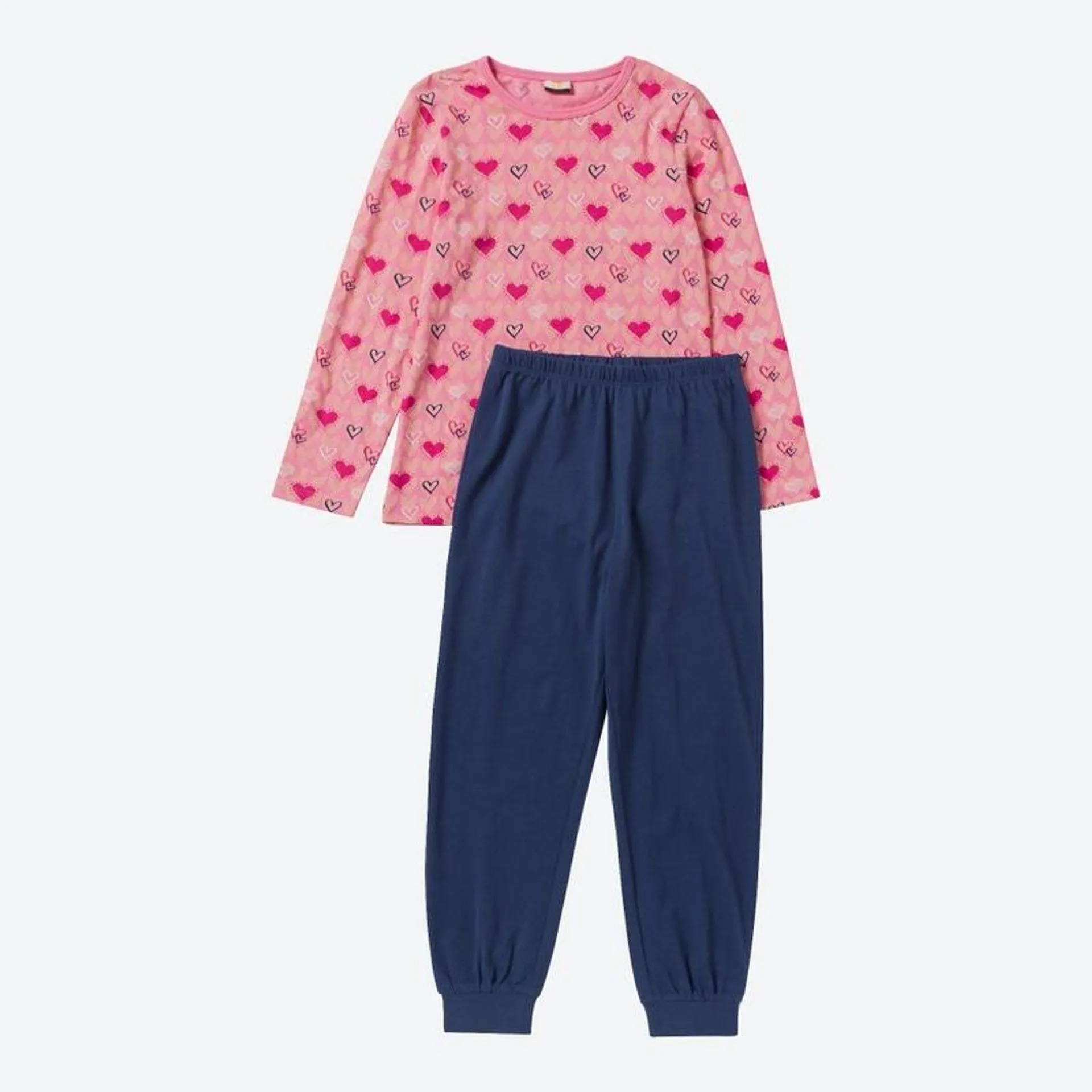 Kinder-Mädchen-Pyjama mit Allover-Print, 2-teilig