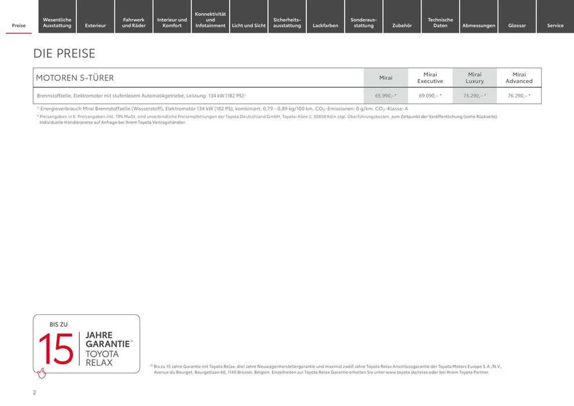 Toyota Mirai von 1. Mai bis 1. Mai 2025 - Prospekt seite 2