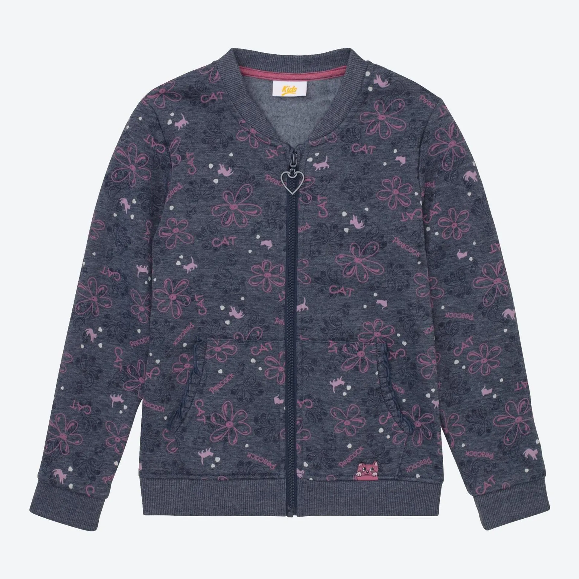 Kinder-Mädchen-Sweatjacke mit Blumen-Druck