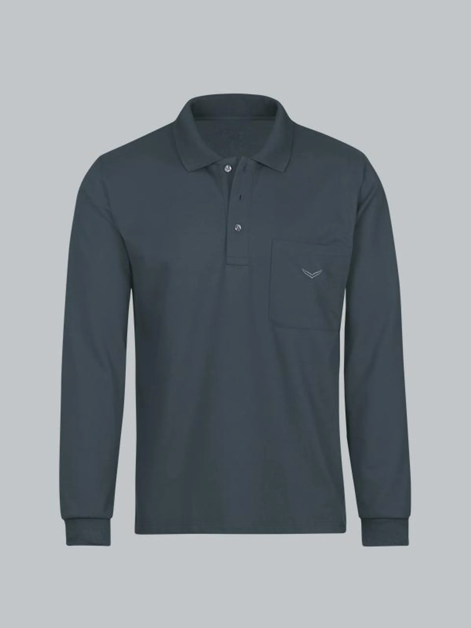 Langarm Poloshirt aus Baumwolle Anthrazit