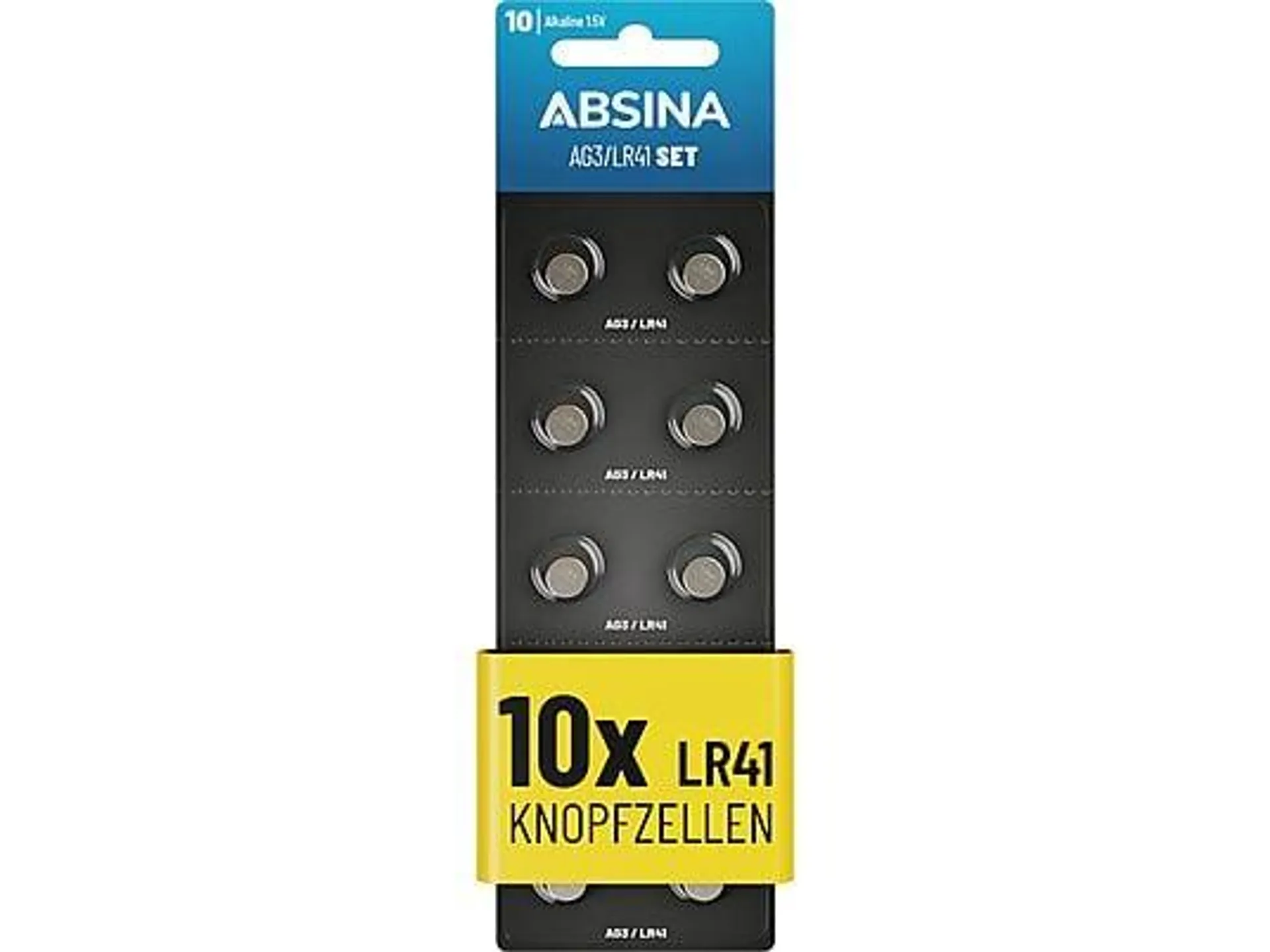 ABSINA AG3 LR41 AG3 Knopfzelle, Alkaline